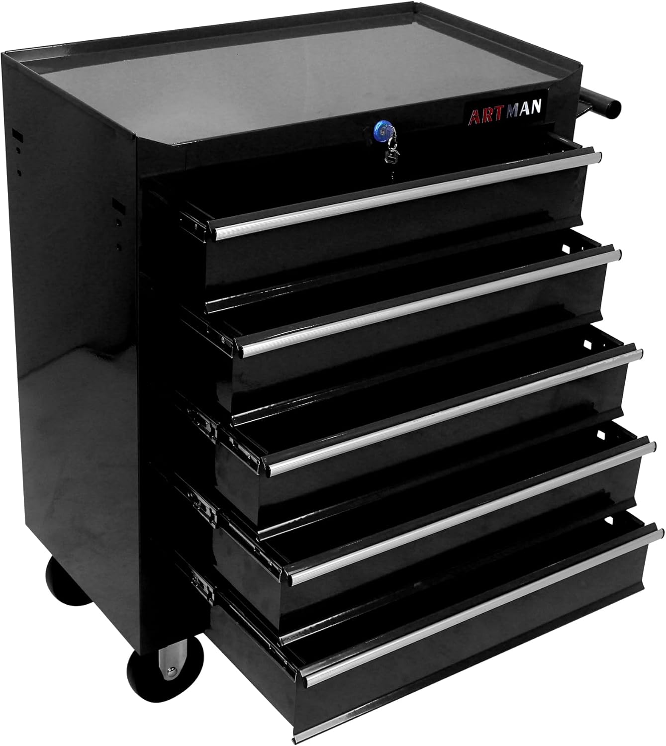 RYH 5Drawers Rolling Tool Chest & Tool Box on Wheels | Heavy Duty Metal Cart with Ball Bearing Drawers | Fits US General Tool Box for Garage Storage (Black, 5 Drawers（29.9