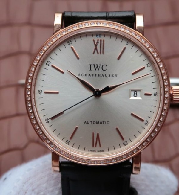 Replica IWC MK Portofino IW356515 RG Silver Dial Diamonds Bezel - Top club