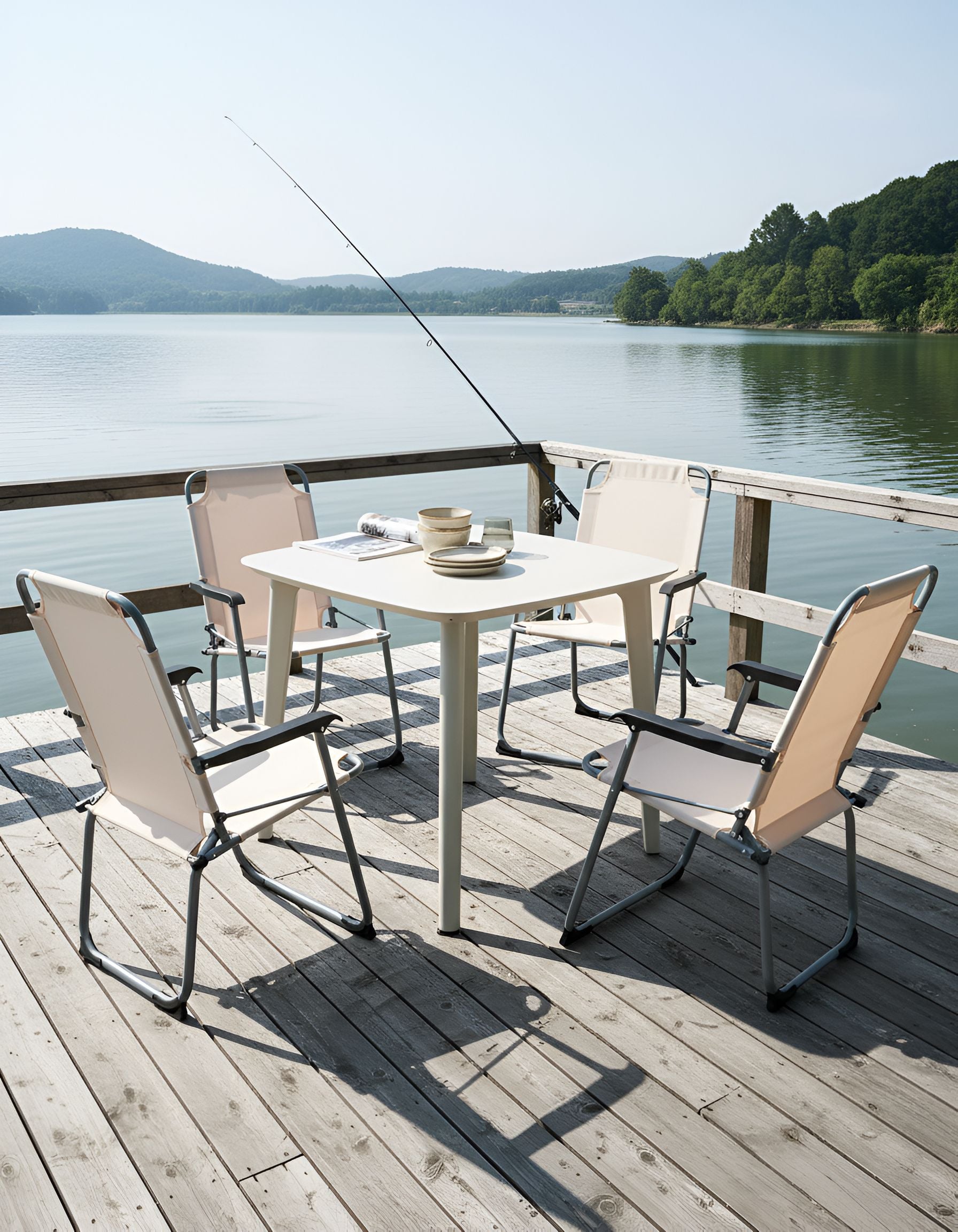 Set of 4 Garden Chairs GALATSI Folding Metal Beige