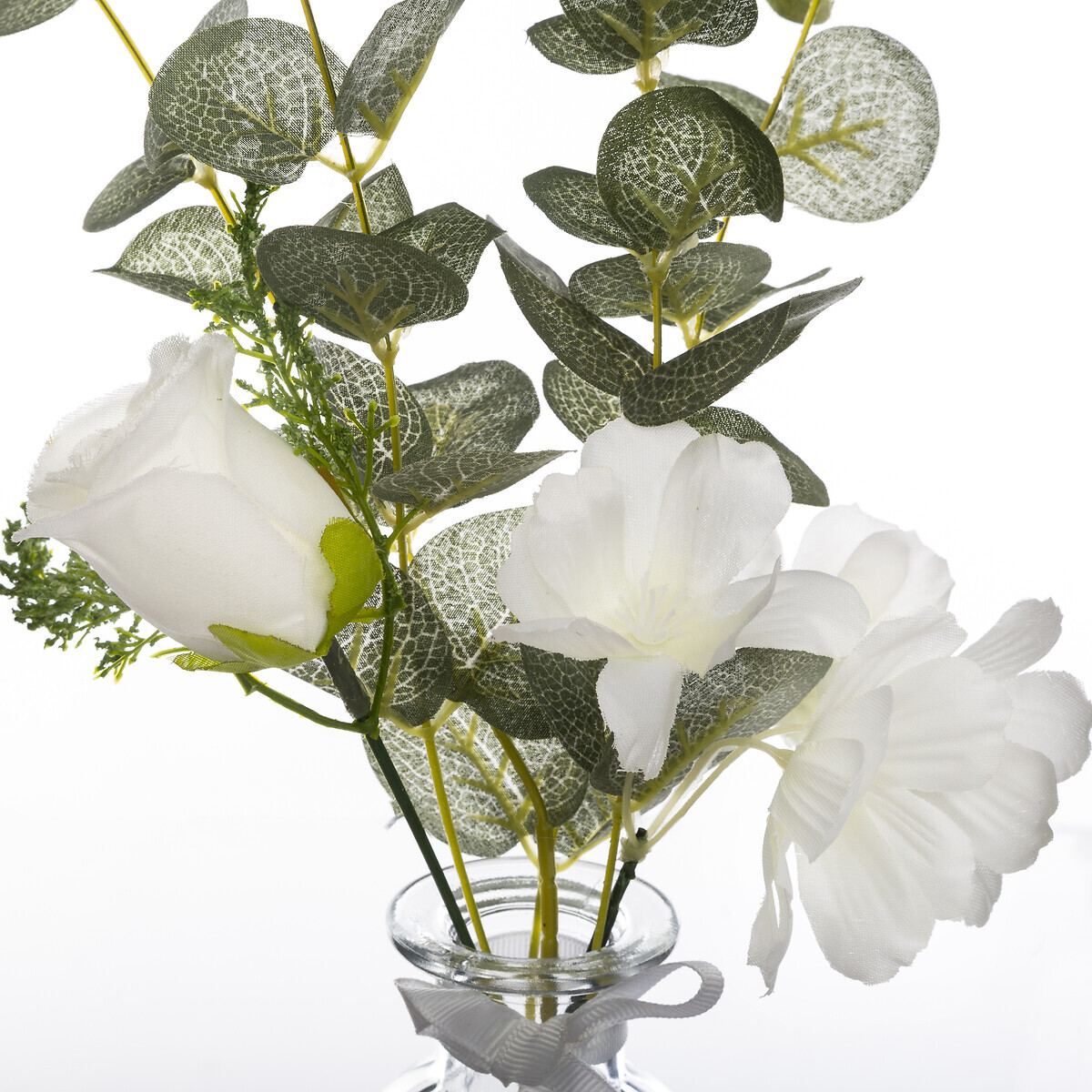 Artificial eucalyptus arrangement Glass vase, H.39 cm
