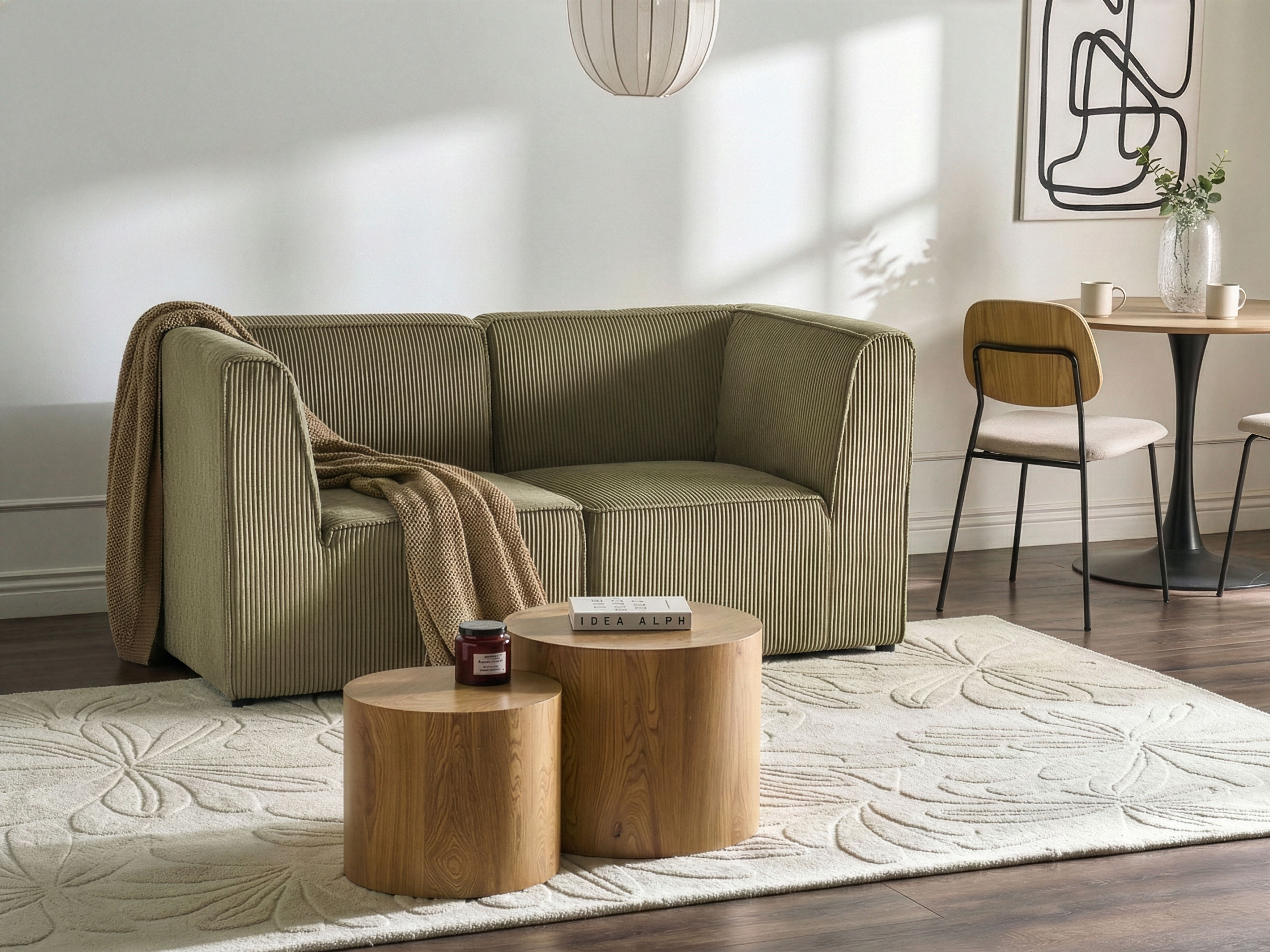 Modular Sofa 2 Seater LEMVIG Corduroy Green