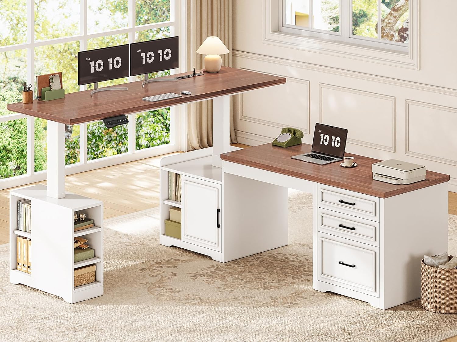 SEDETA Farmhouse L Shaped Electric Standing Desk, 63