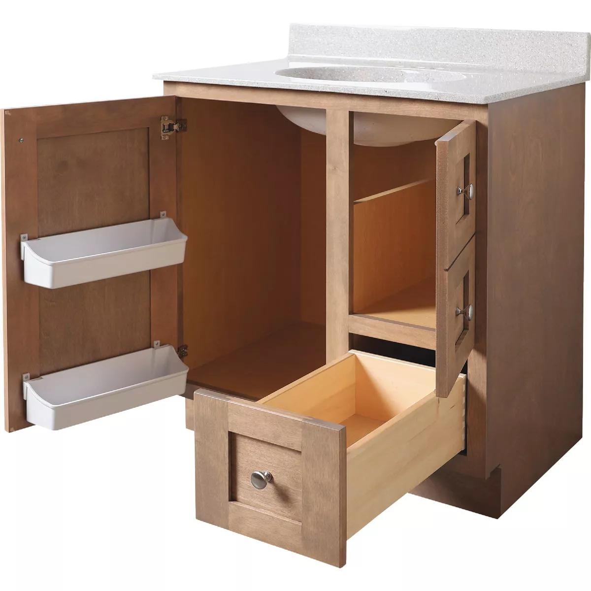 Bertch Storage Solutions 30 In. x 34-1/2 In. H x 21 In. D Driftwood Vanity Base without Top, 2 Door/1 Drawer