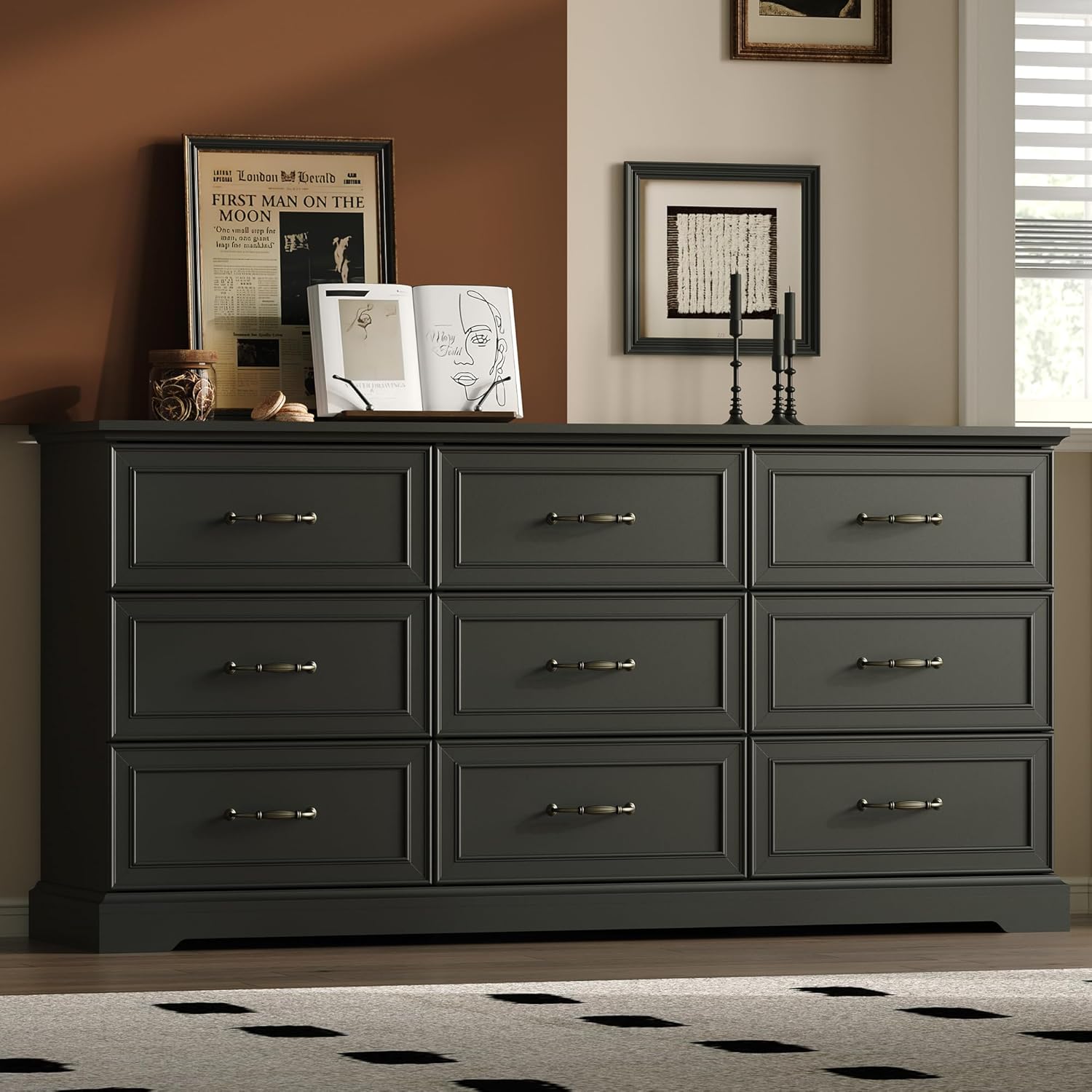 Farmhouse 9 Drawers Dresser for Bedroom, 63