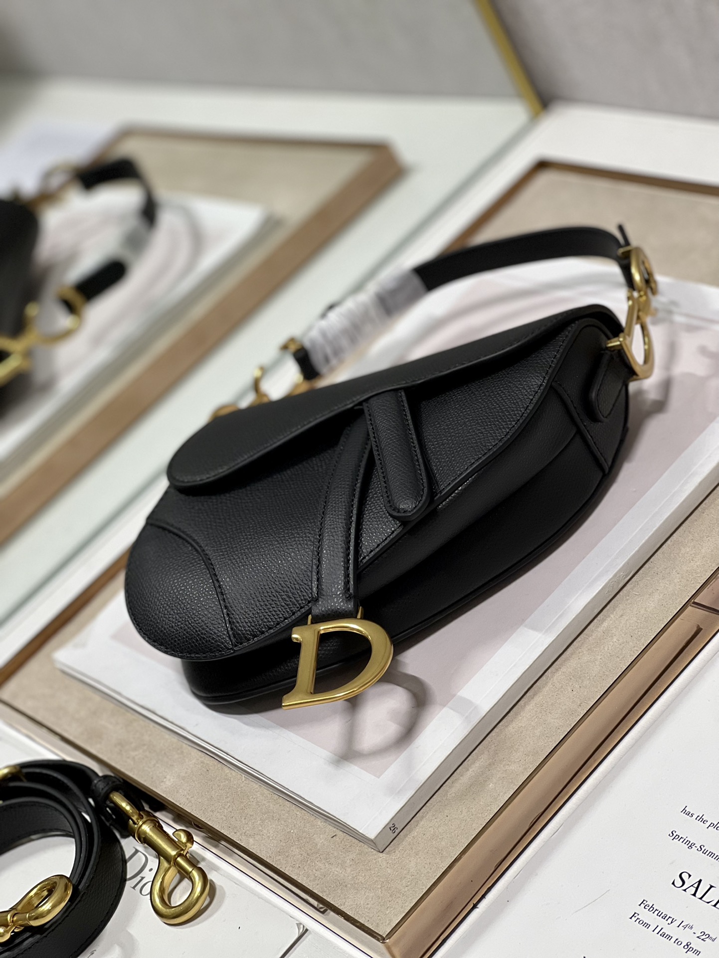Dior Christian Dior Mini Saddle Bag With Strap Black For Women 7.5in/19cm1:1High-quality replica