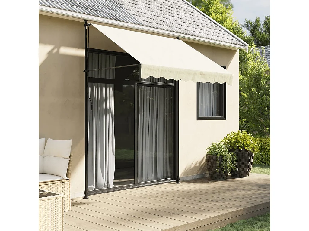 Auvent rétractable crème 200x150 m tissu et acier FR38516