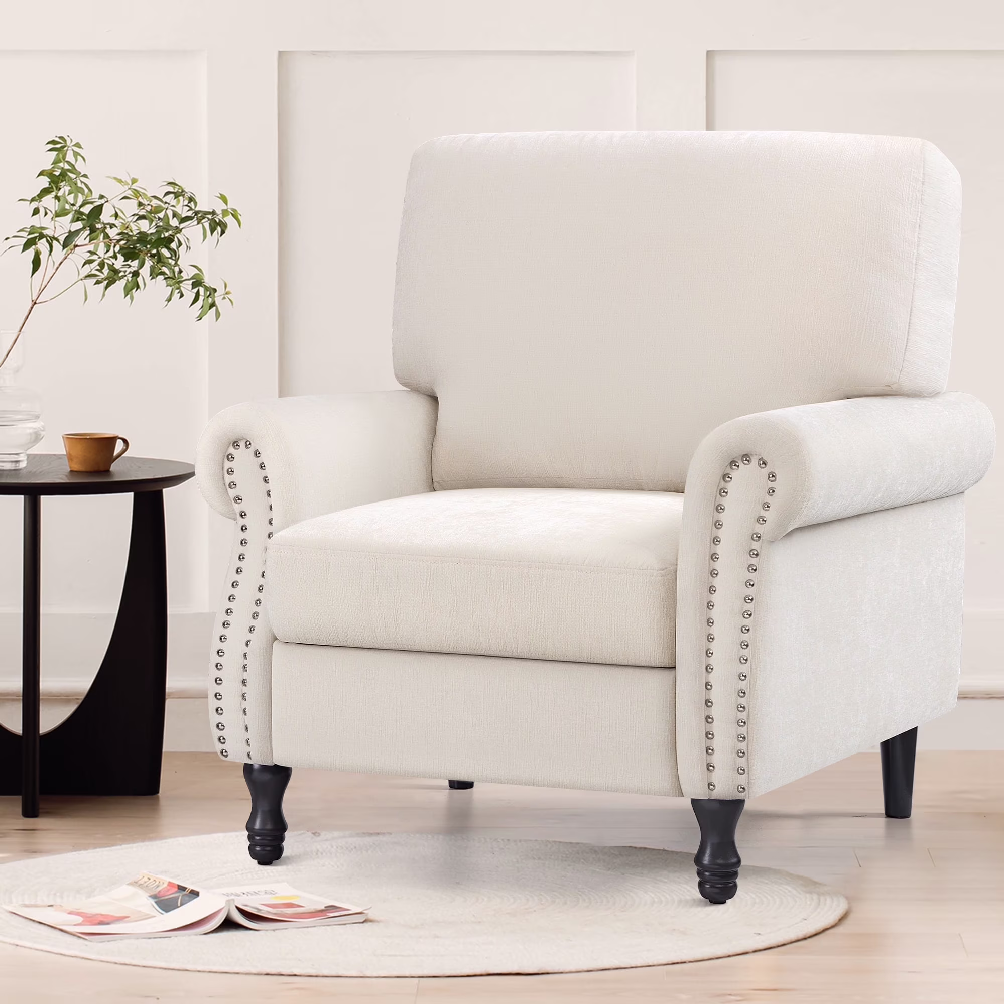 COOLHUT Modern Accent Chair Armchair, Linen Fabric Upholstered Comfy Single Sofa with Solid Wood Frame for Living Room, Gray - Image 3
