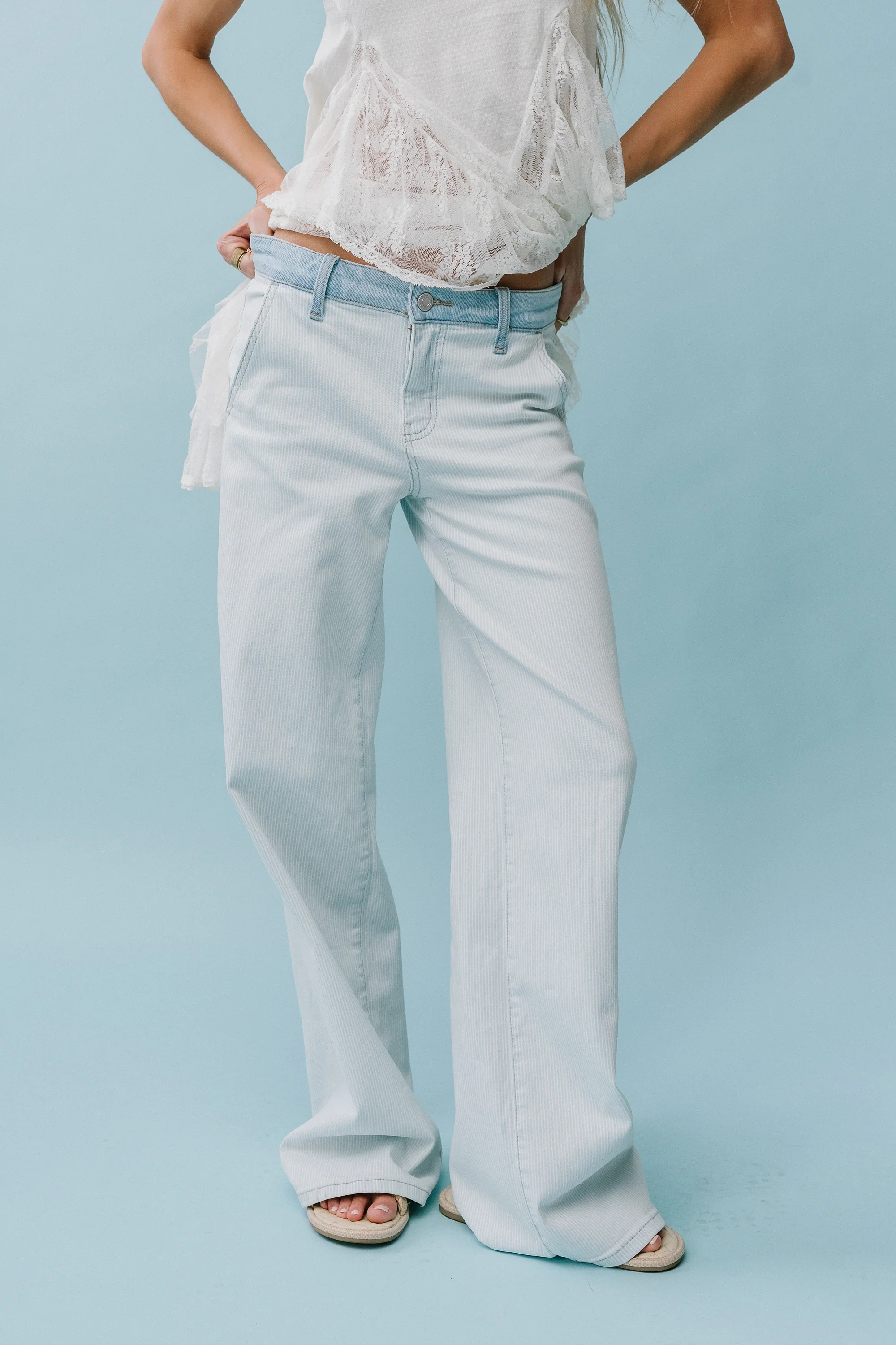 Kendall Striped Wide Leg Jeans