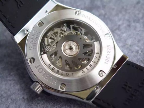 Replica Hublot Classic Fusion Tourbillon 45mm TF Skeleton Dial Black Gummy Strap A23J - Top club