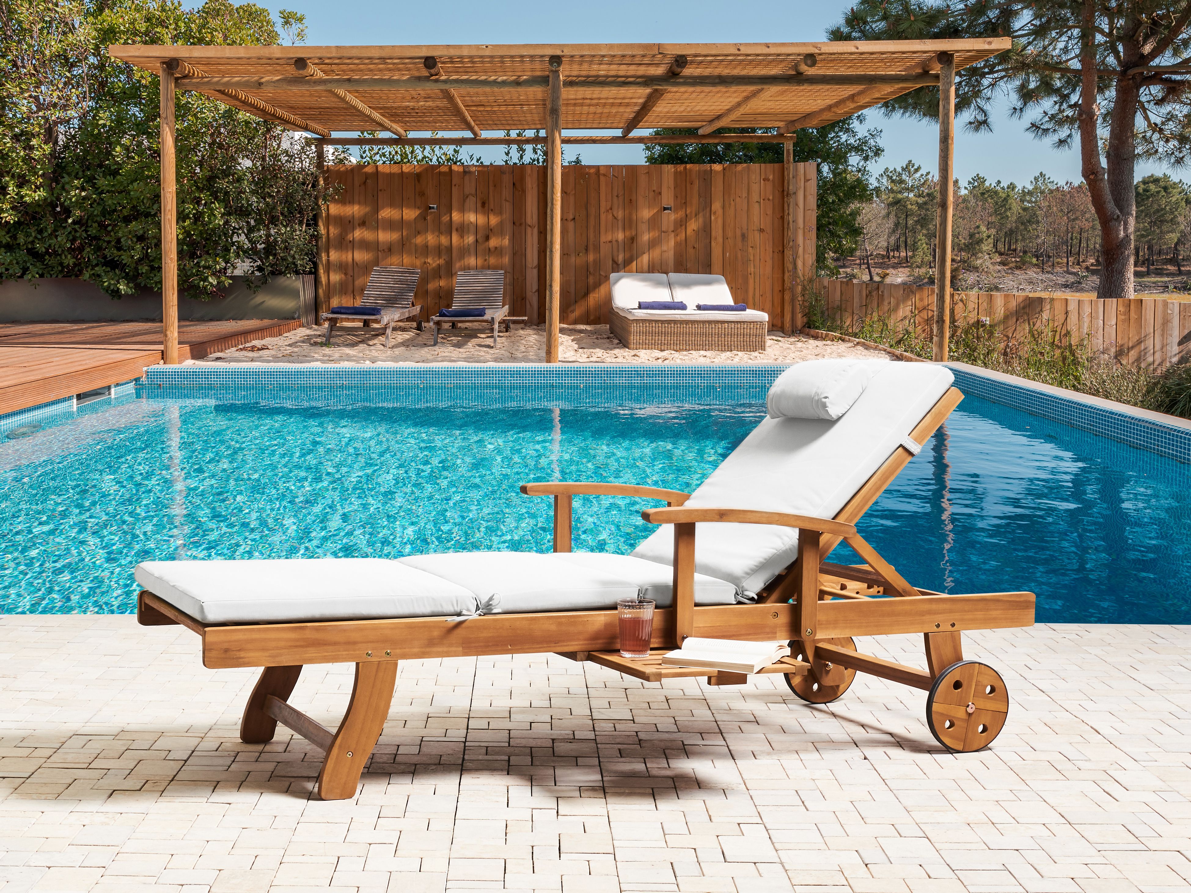 Sun Lounger Pad Cushion TOSCANA/JAVA/AMANTEA PREMIUM 189 x 58 cm Off-White