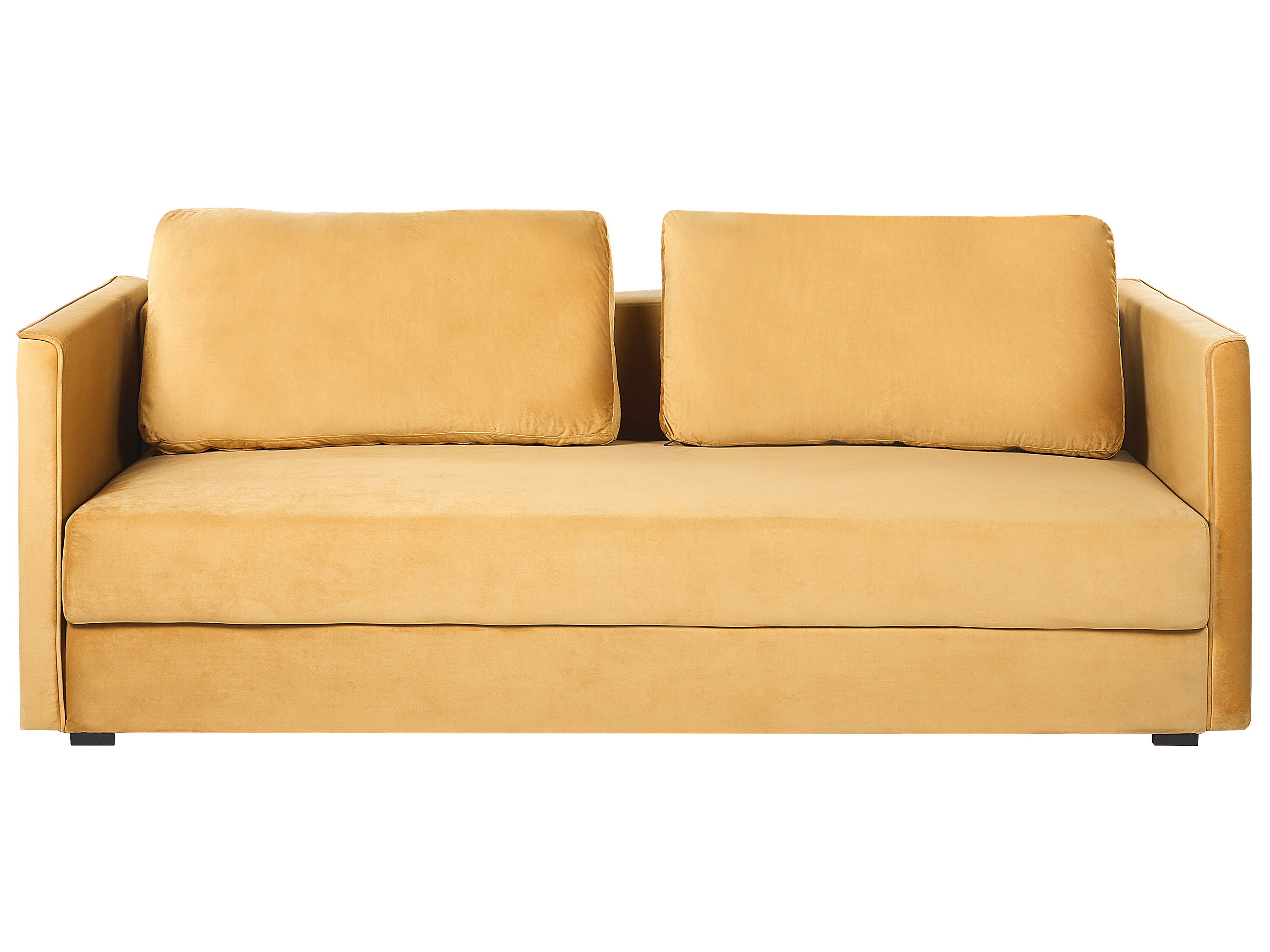 Sofa Bed 3 Seater EKSJO Velvet Mustard with Storage