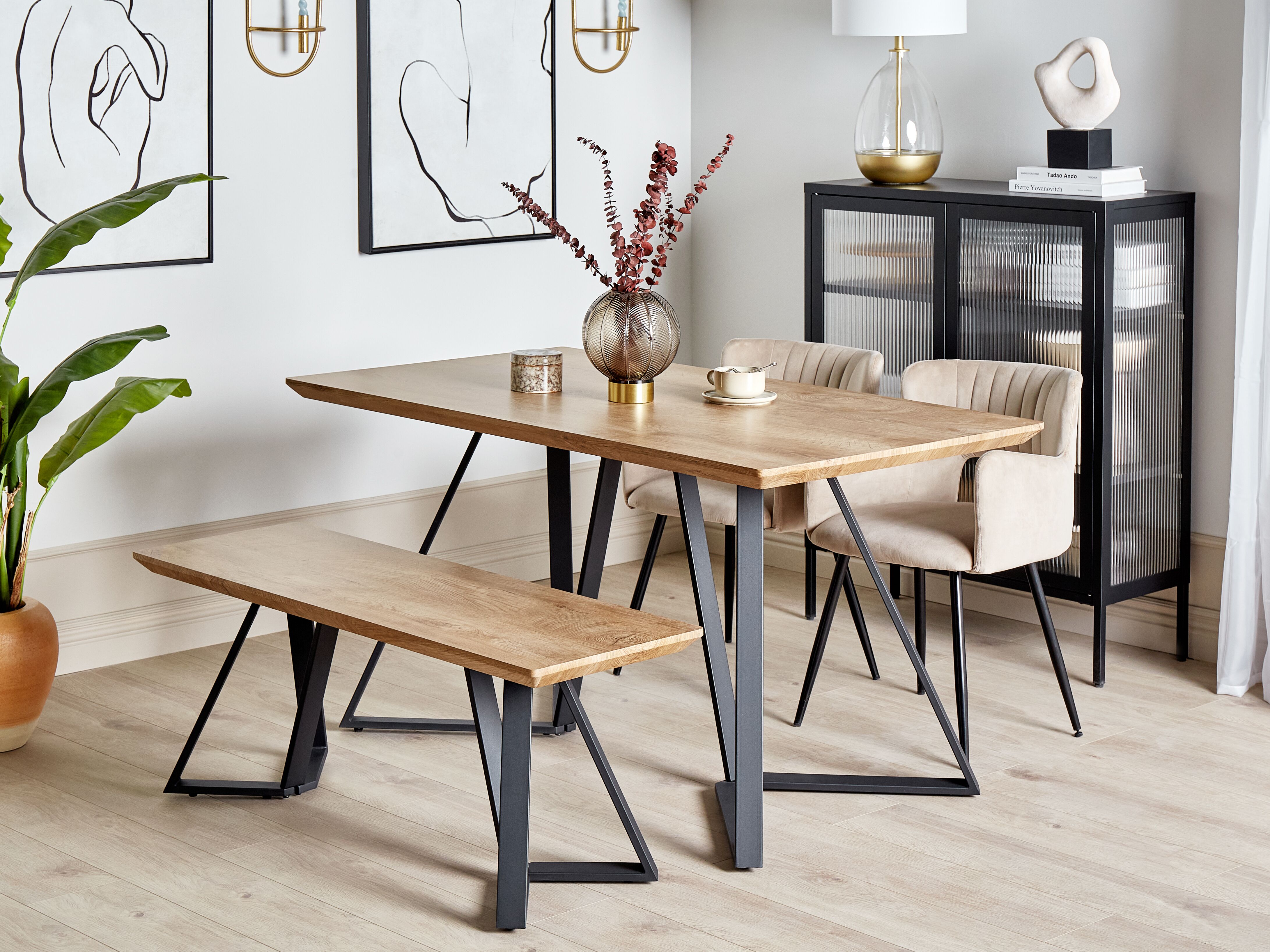 Dining Set UPTON Light Brown 2 Seater