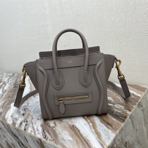 Celine Nano Luggage Bag In Drummed Yellow For Women 8in/20cm