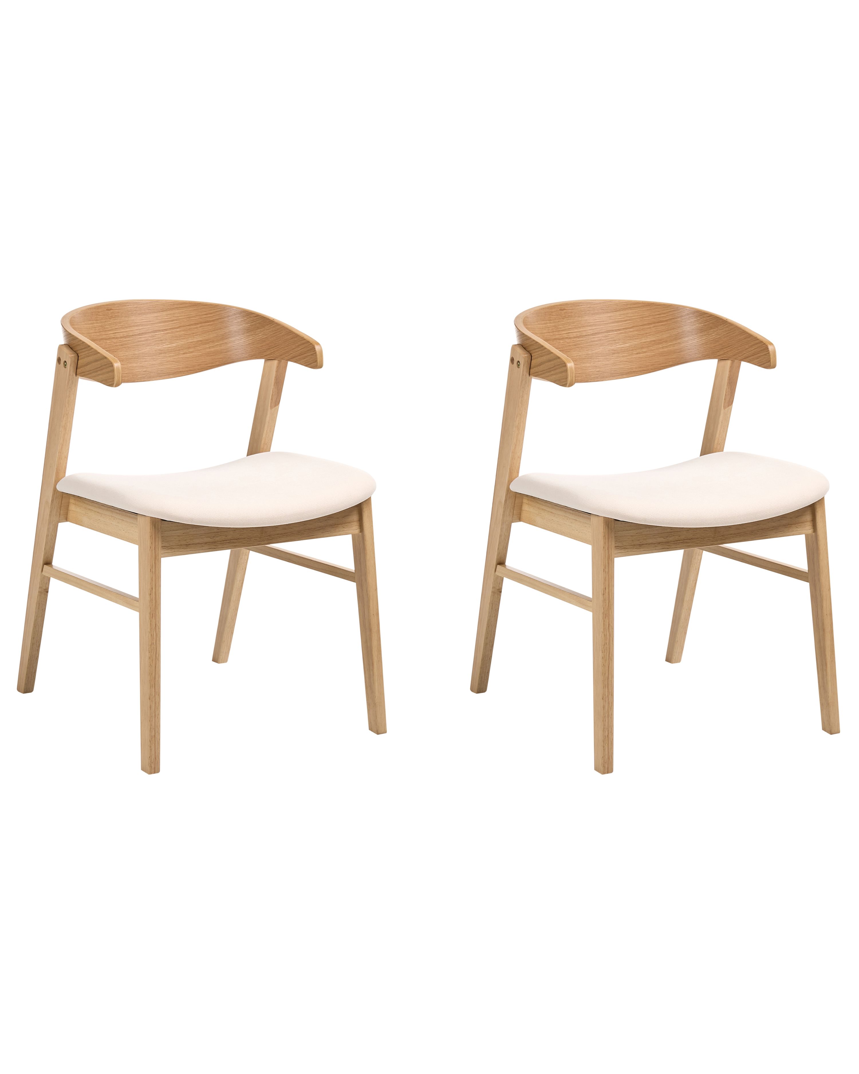 Set of 2 Dining Chairs LILLY Fabric Light Brown/ Off-White