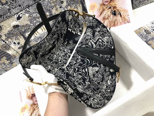 Saddle Bag Blue Toile de Jouy Reverse Jacquard – DB0801:1High-quality replica