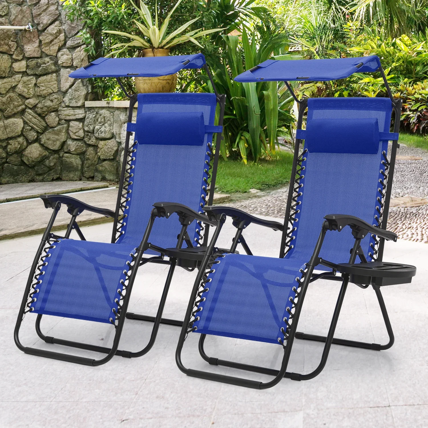 MoNiBloom Zero Gravity Reclining Chairs Set Of 2 With Canopy Shade And Headrest, Black - 330 lbs - Image 35 MoNiBloom Zero Gravity Reclining Chairs Set Of 2 With Canopy Shade And Headrest, Black - 330 lbs - Image 35