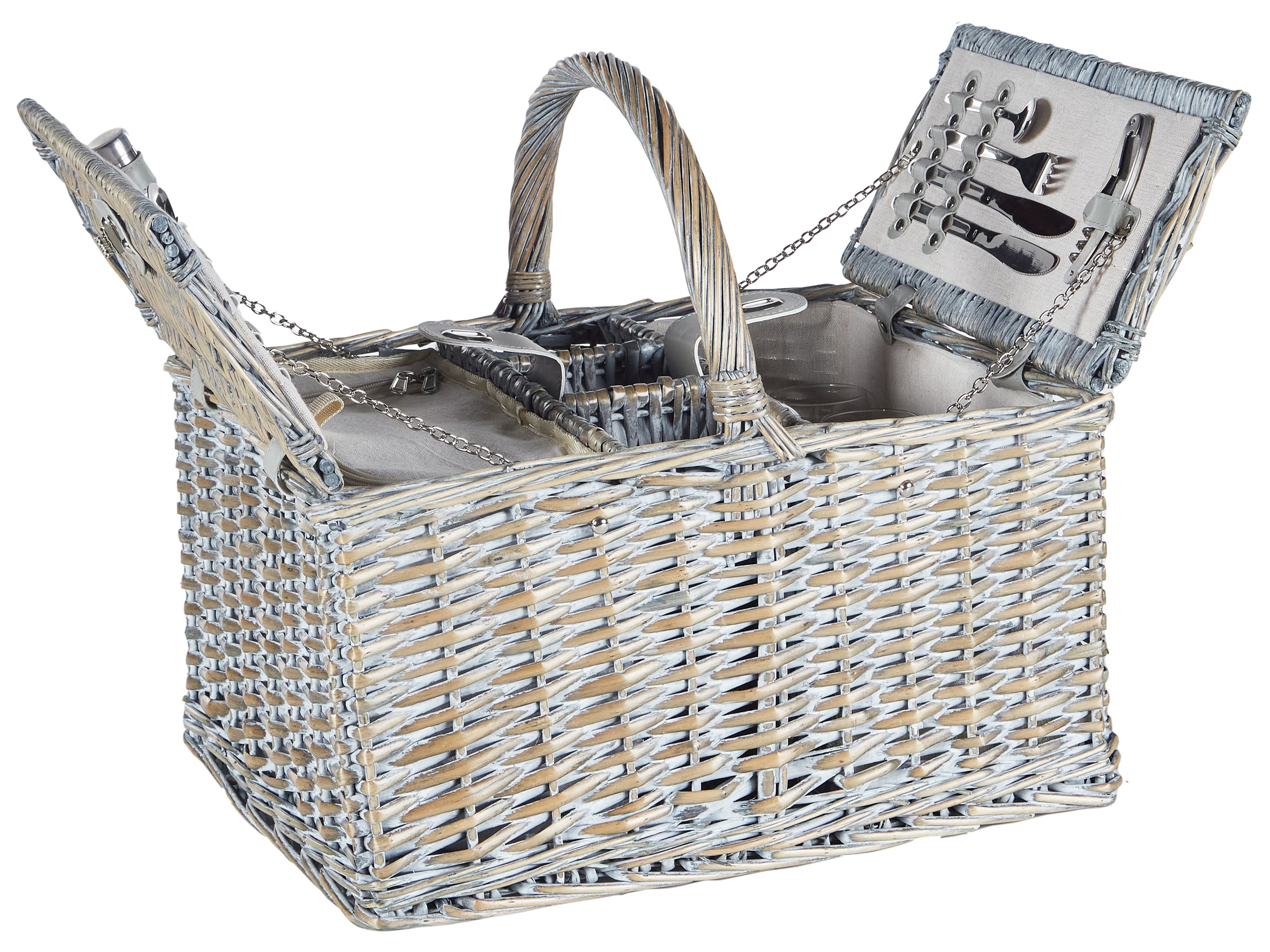 Picnic Basket GROSEILLE Wicker Grey