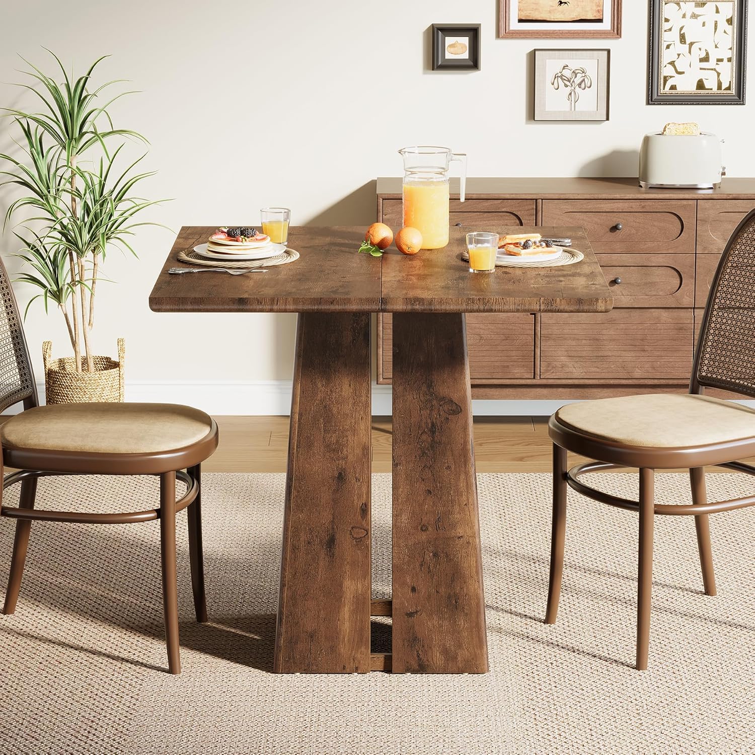 LITTLE TREE Wooden Square Dining Table 4 Sets, 31.5