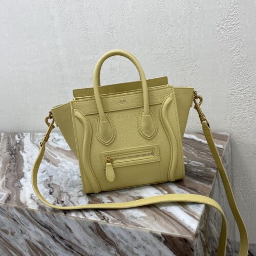 Celine Nano Luggage Bag In Drummed Light Brown For Women 8in/20cm 189243DRU.03UN