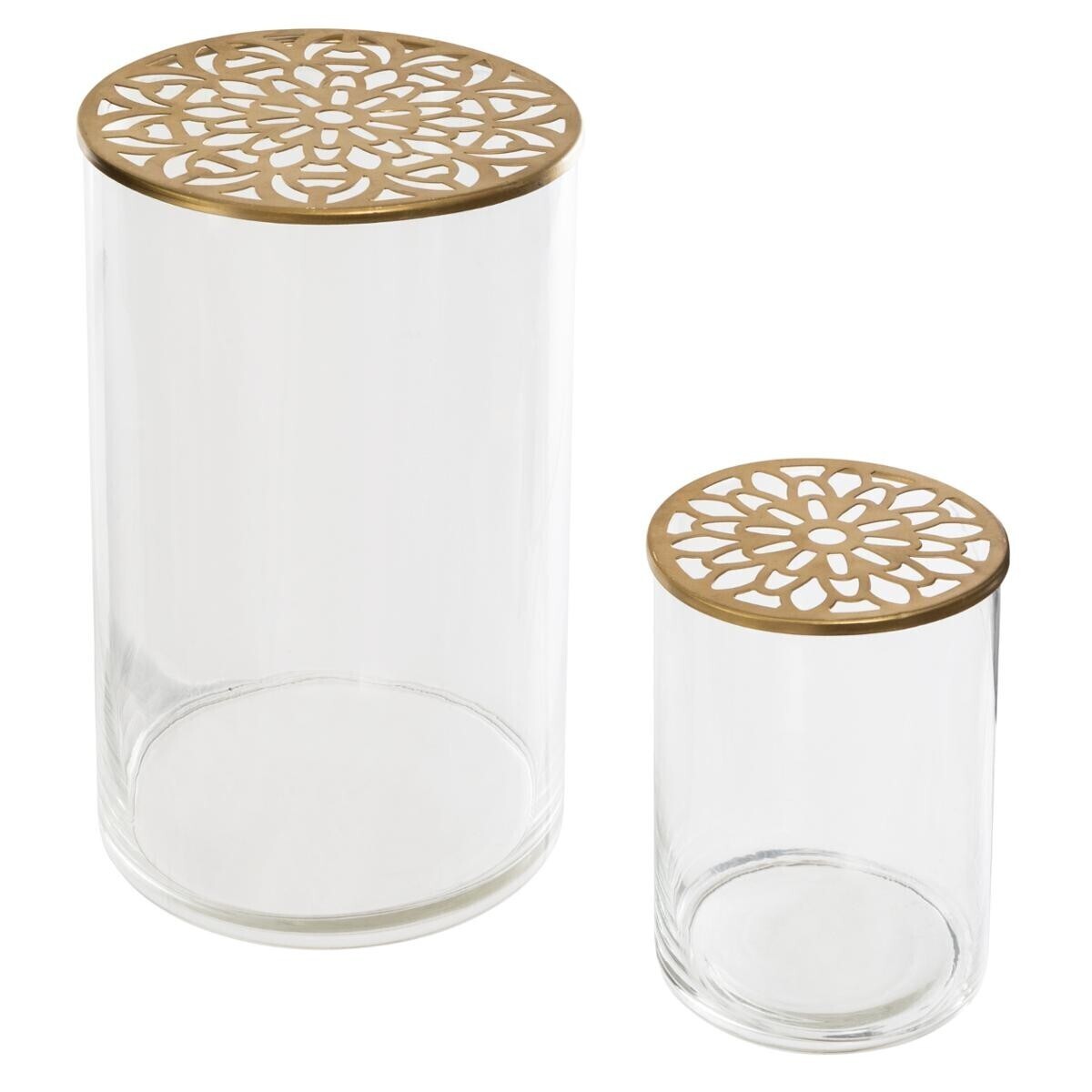 Set of 2 vases Metal and glass