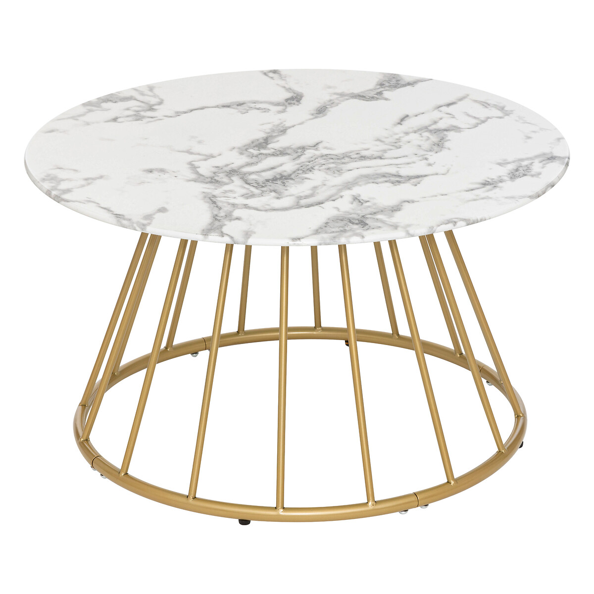 Coffee table "Rayo" White marble effect, D.70 cm