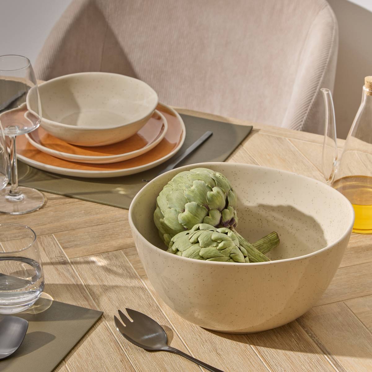 "Wonja" Salad Bowl Earthenware, D.26.2 cm, Cream