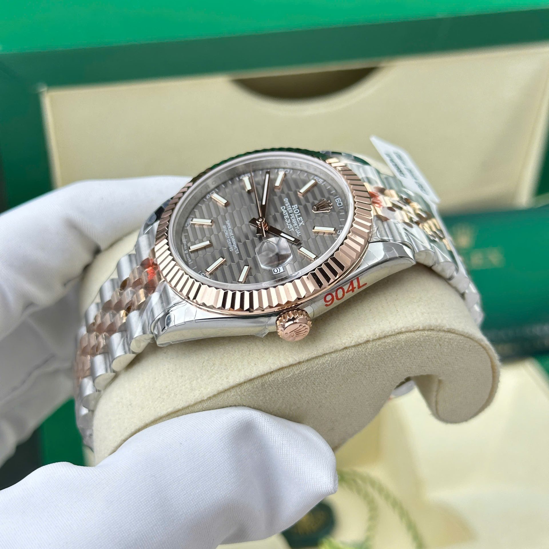 Rolex DateJust 126331 Gold Wrapped Gray Fluted Dial Replica Watches GM Factory V5 41mm - Elite Watch Atelier