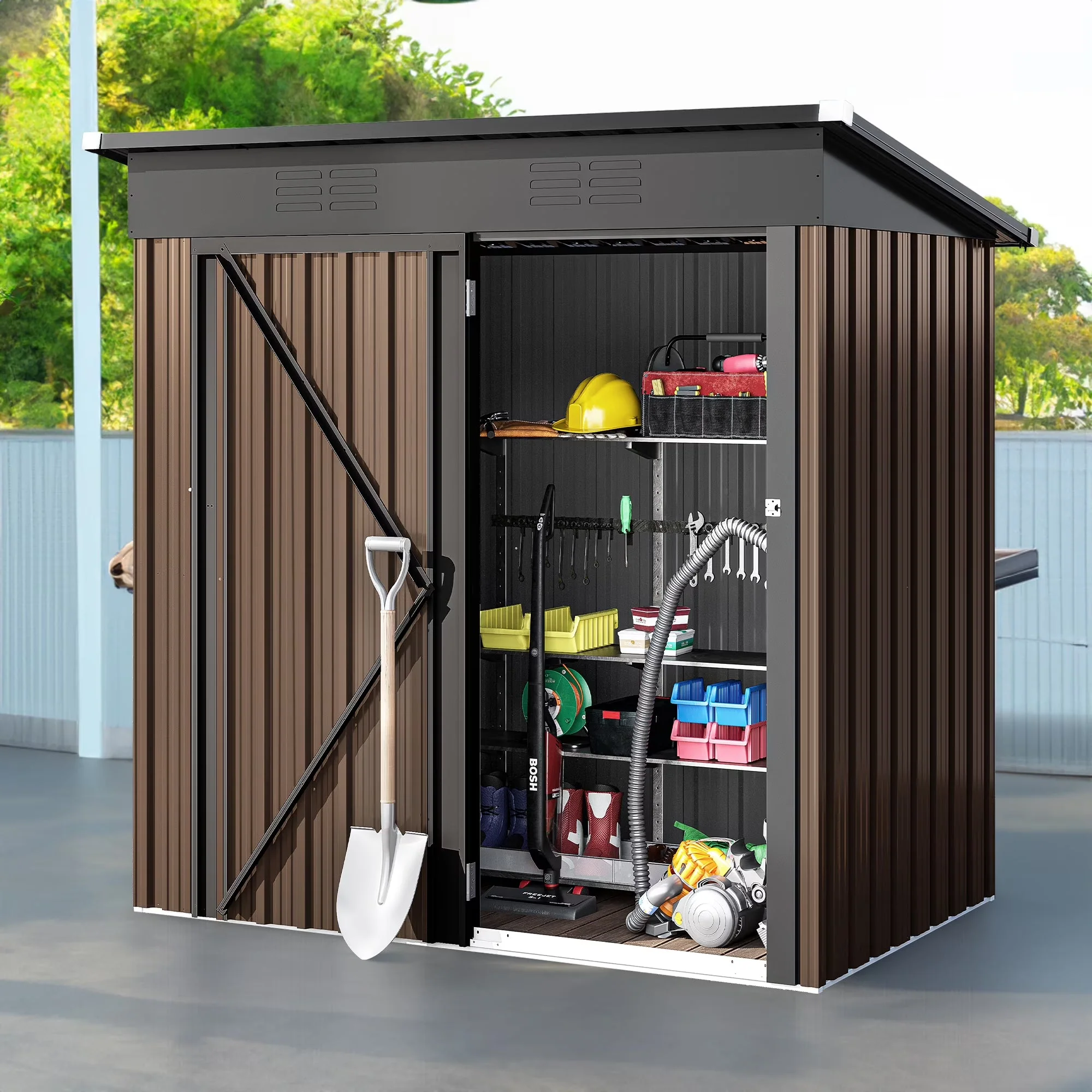 UFORIC Outdoor Storage Shed, 5 x 3 ft, Dark Gray - Image 3 UFORIC Outdoor Storage Shed, 5 x 3 ft, Dark Gray - Image 3