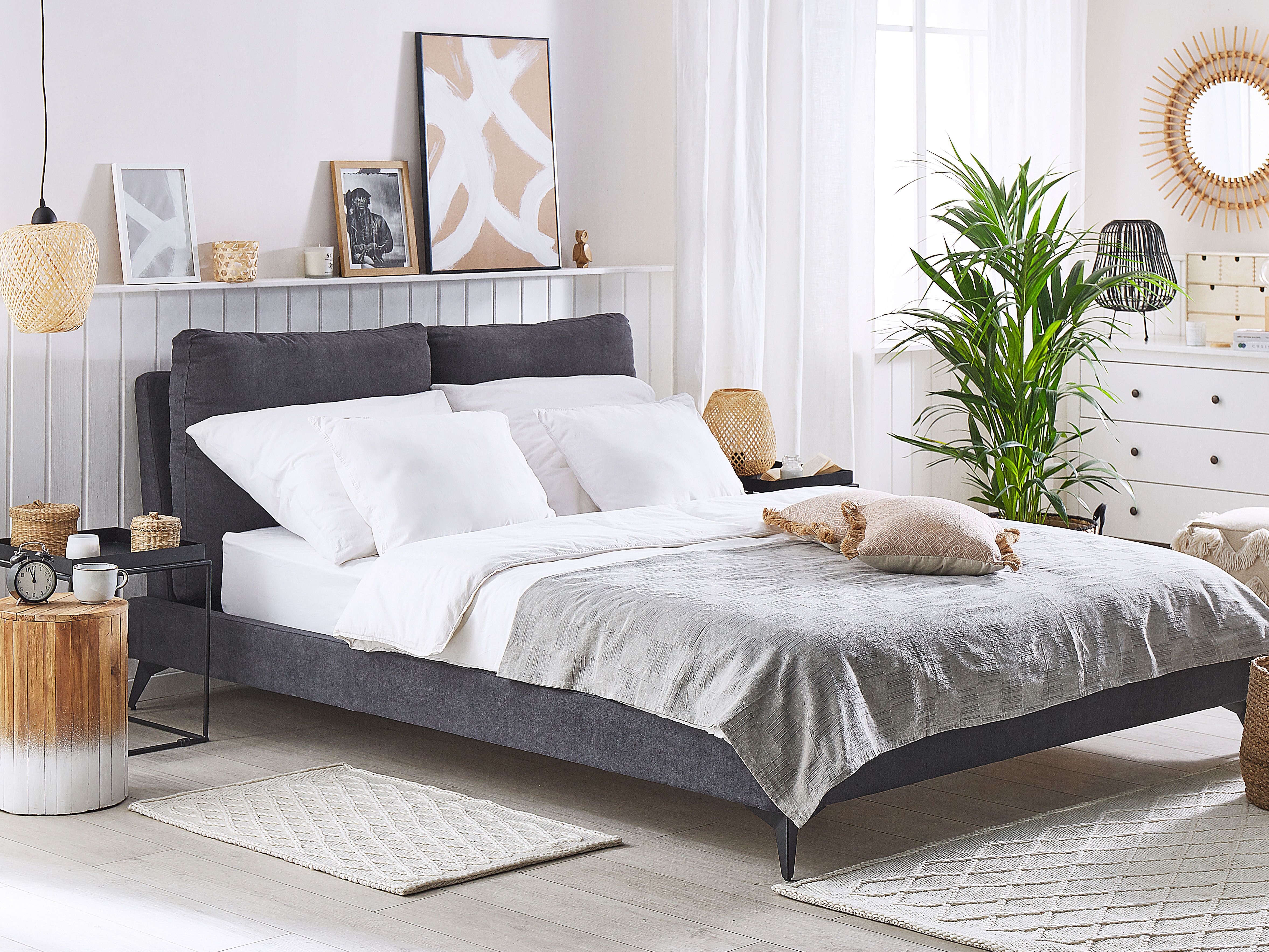 Bed Velvet MELLE 180 x 200 cm (EU Super King) Dark Grey