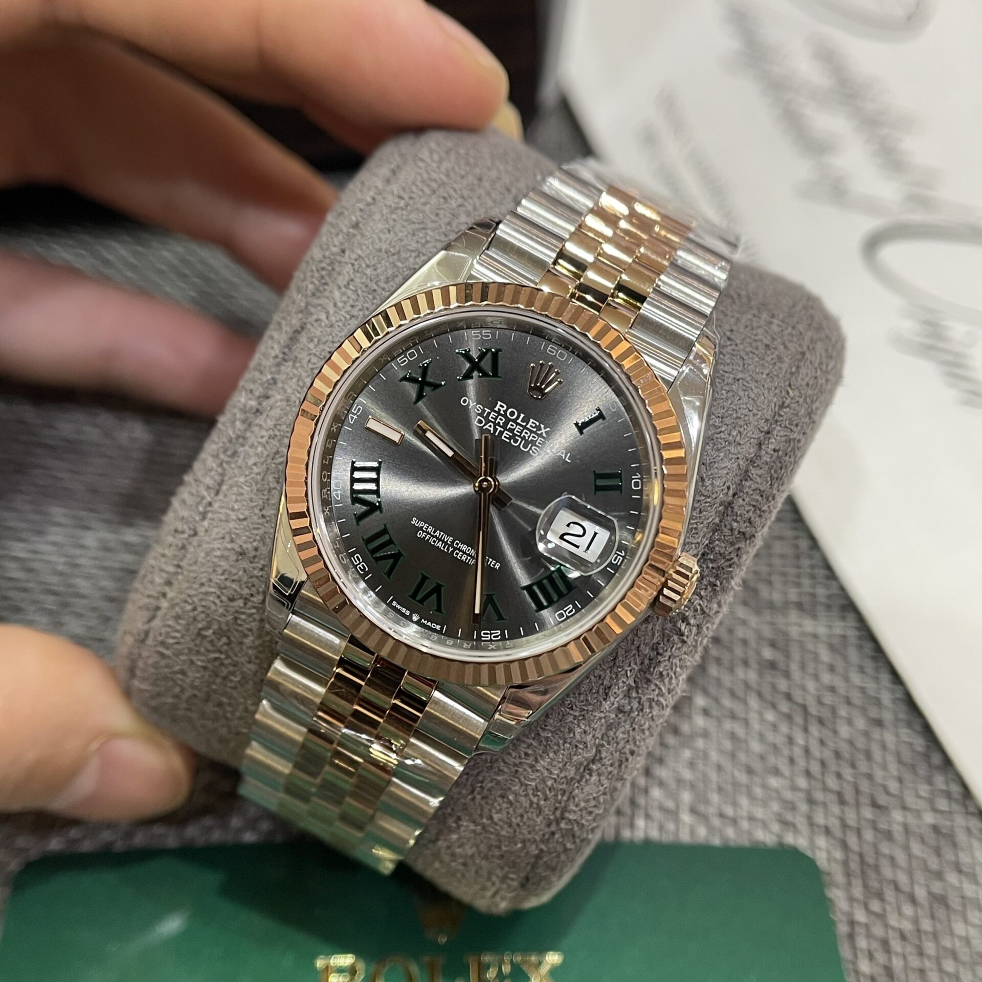 Rolex Replica 11 Watch DateJust 126231 Wimbledon Dial Demi Strap VS Factory 36mm - Elite Watch Atelier