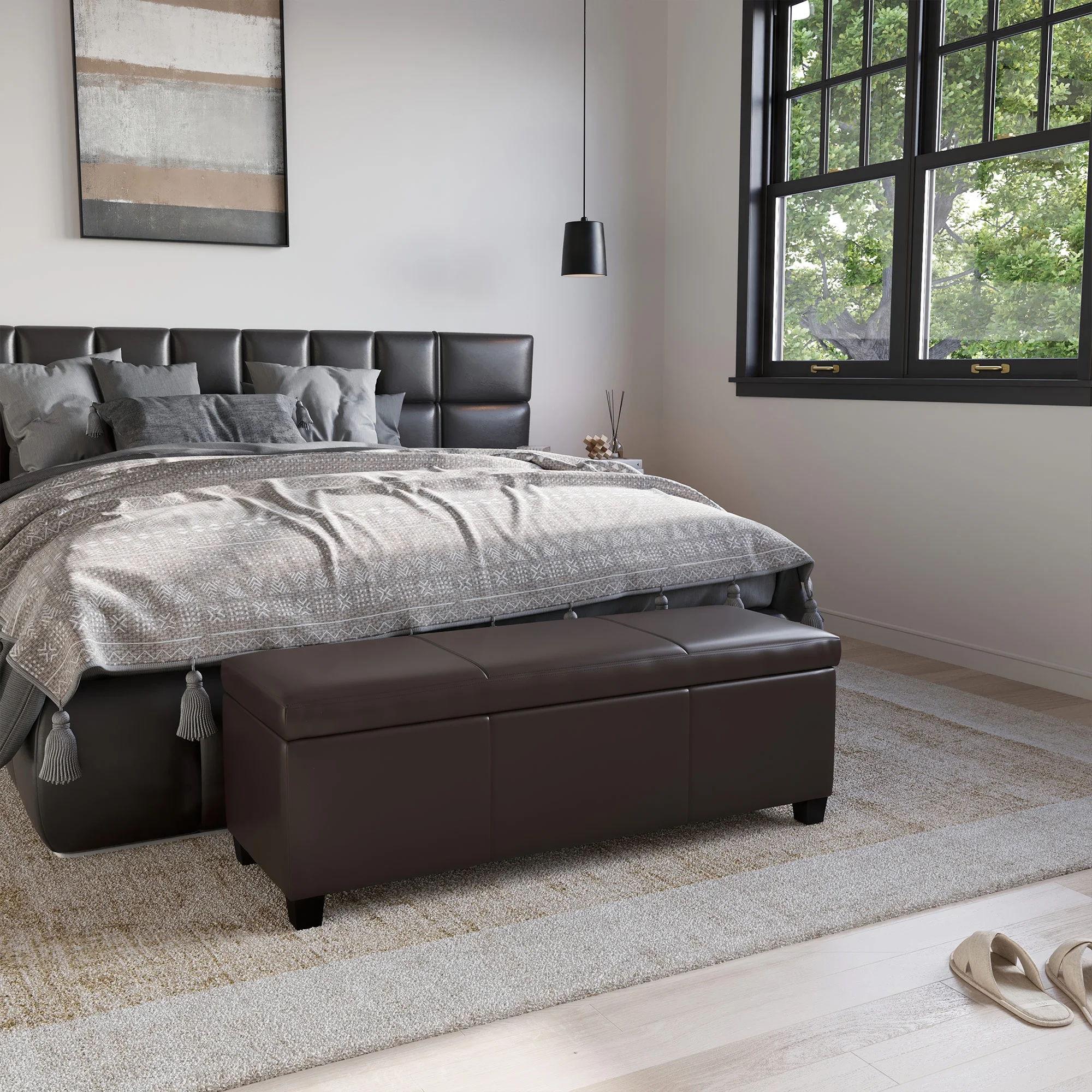 BELLEZE Storage Ottoman Bench Footstool - Amherst (Beige) - Image 19