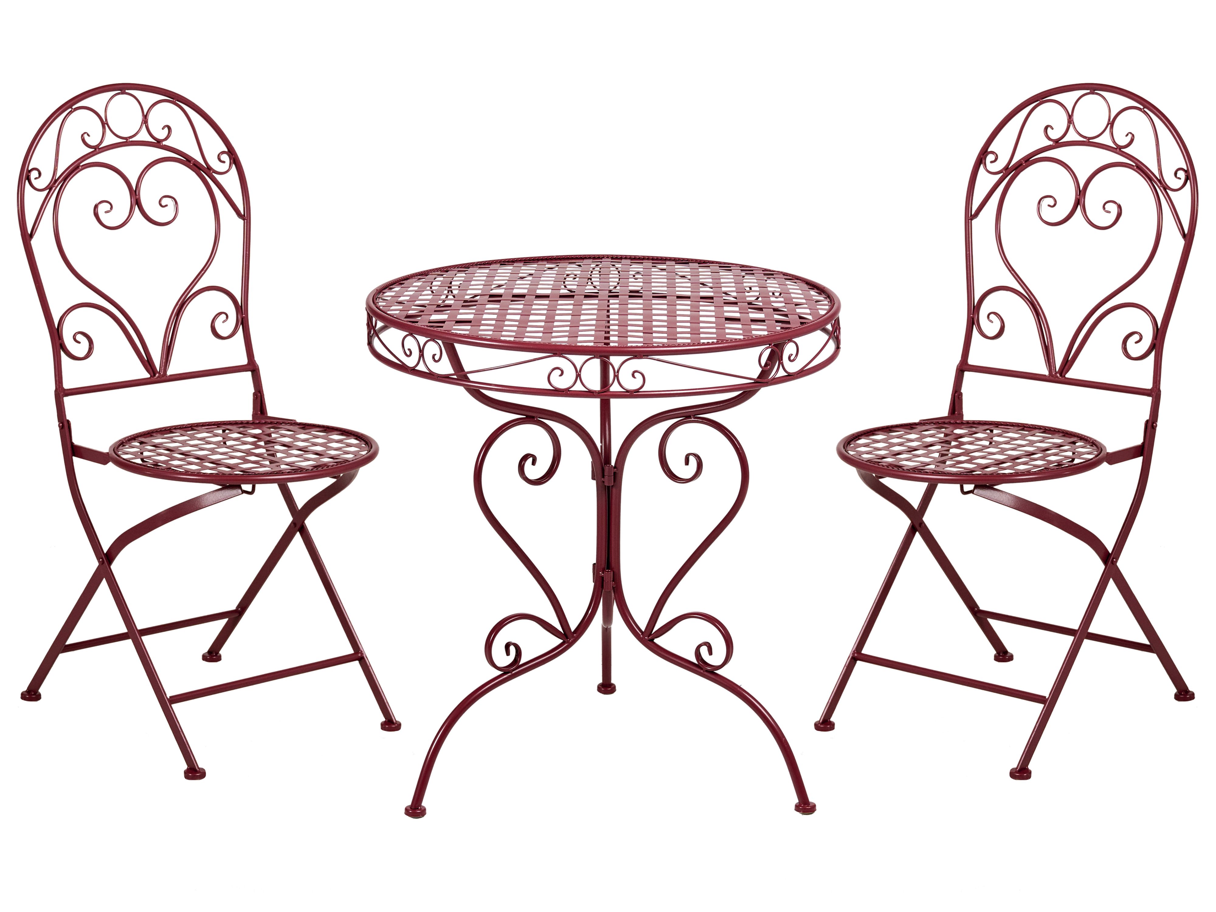 Bistro Set ALBINIA Metal Burgundy