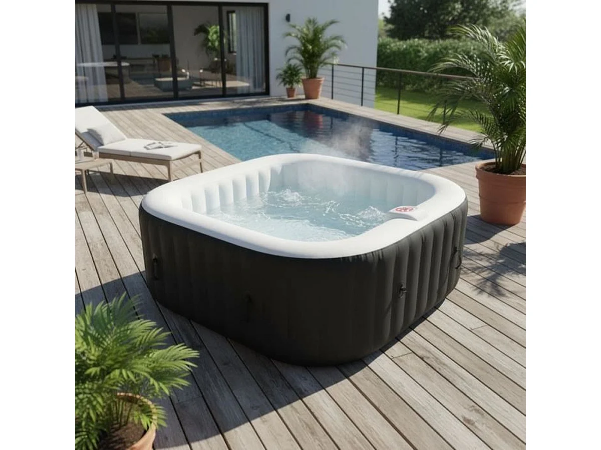 Spa gonflable SUNSPA AC02 6 places 185 x 185 x 65 cm 130 micro-jets Noir