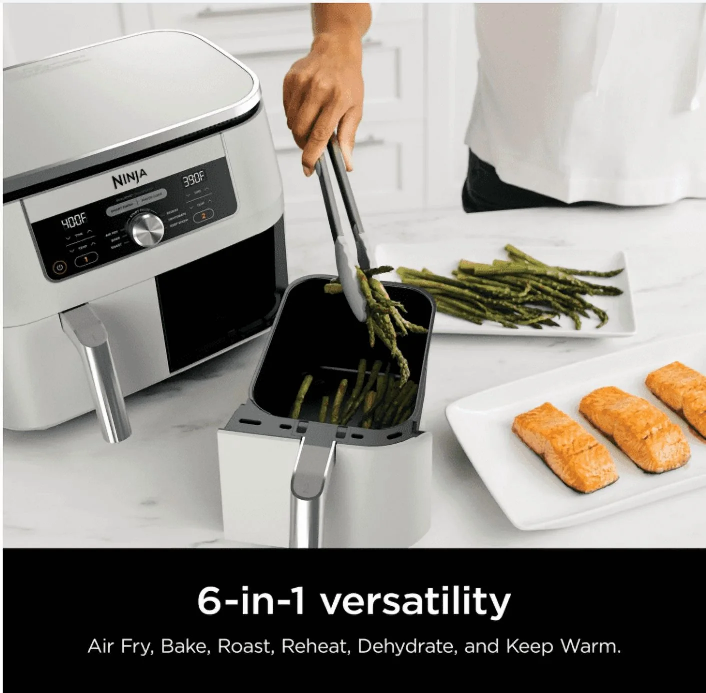 Ninja Foodi 6-in-1, 8 Quart 2-Basket Air Fryer with DualZone Technology -White - Image 4