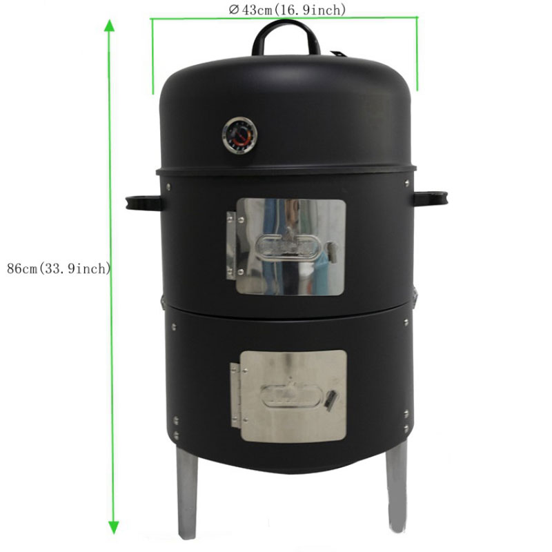 3 Layers Multifunctional BBQ Smoker Grill  Outdoor Charcoal Barbecue Grill SmokIing Tower Vertical Barrel Smoked Barbecue Grills