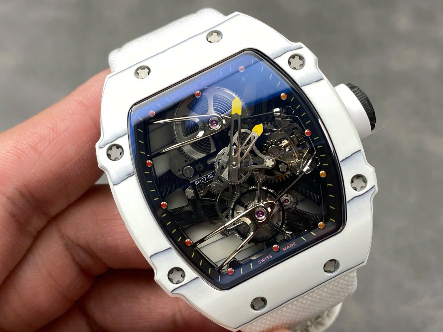Richard Mille RM27-02 Rafael Nadal Tourbillon White Carbom Best Replica Watches 40x48mm - Elite Watch Atelier