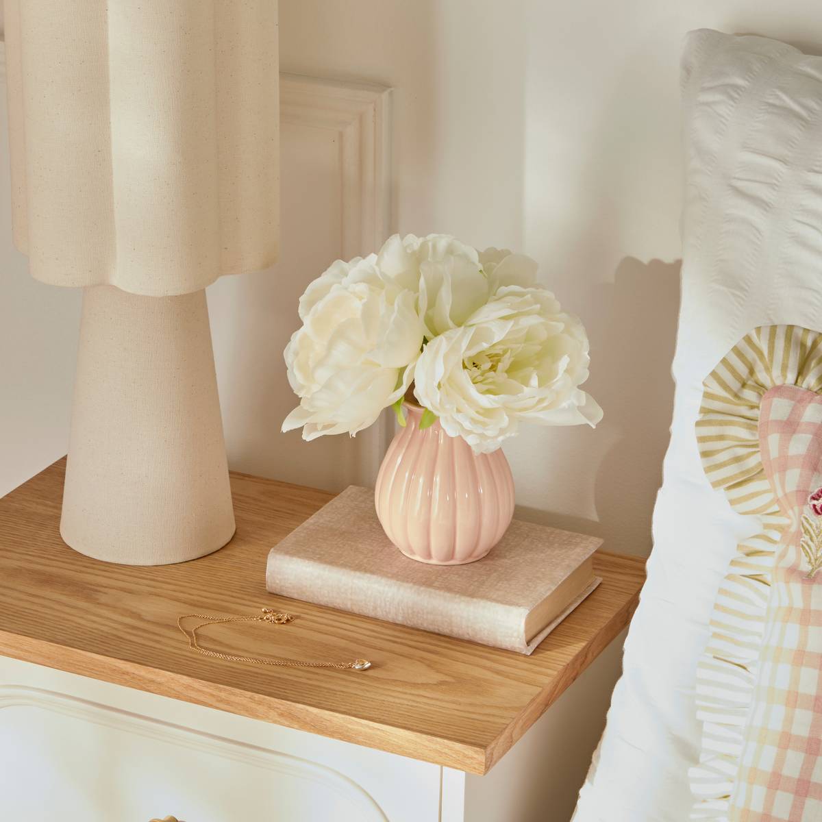 Lamp "Blanca" Beige linen, H.44 cm