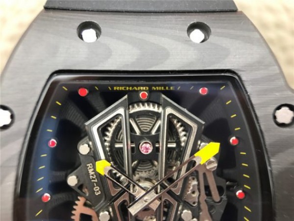 Replica Richard Mille RM027-03 Full Black Carbon Skeleton Dial Black Rubber Strap 6T51 - Top club