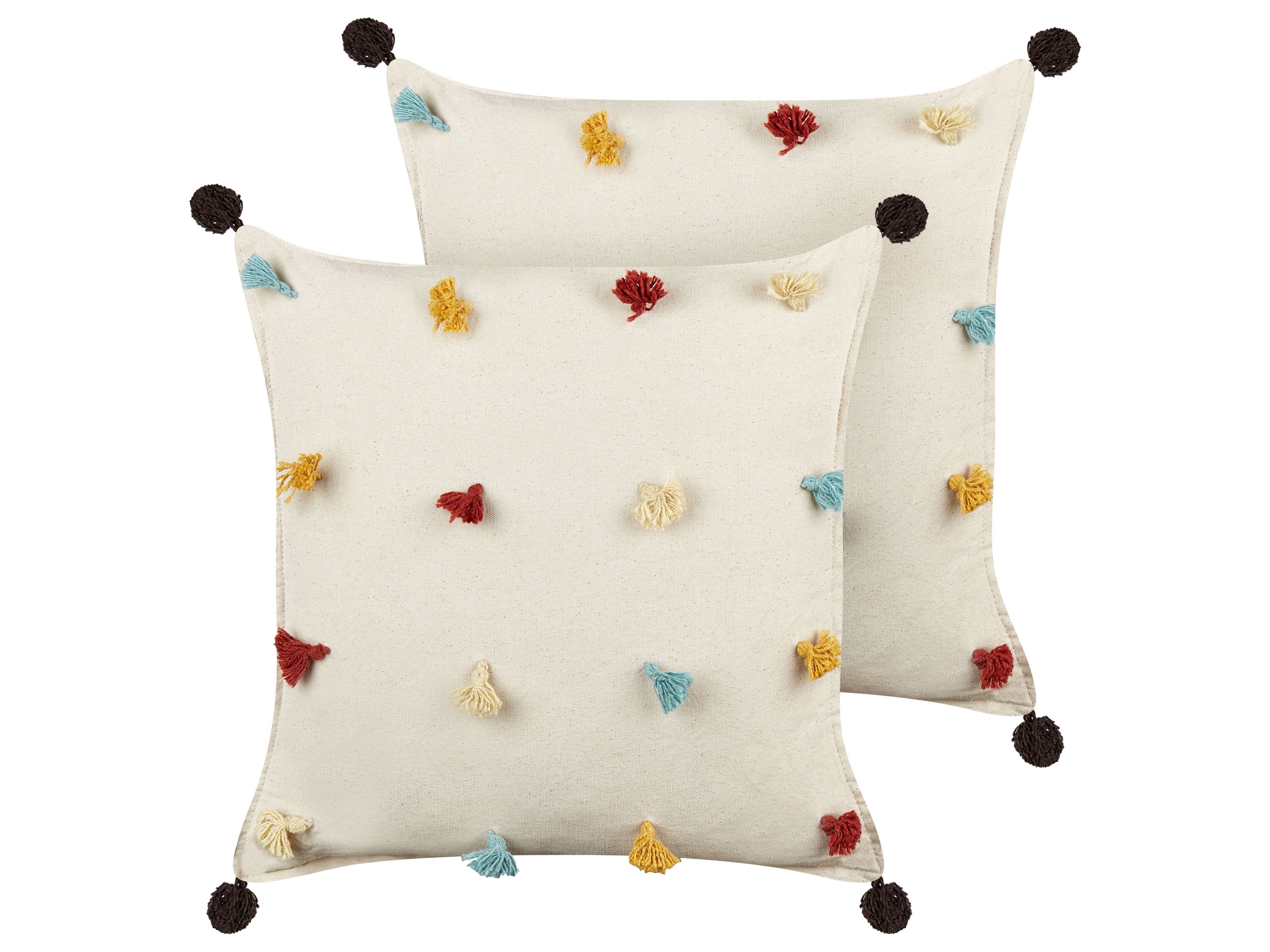 Set of 2 Decorative Cushions FUSSEL Cotton 45 x 45 cm Light Beige