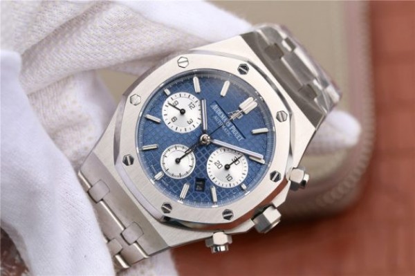 Replica Audemars Piguet Royal Oak Chronograph SS JHF Blue/White Dial SS Bracelet A7750 - Elite Watch Atelier