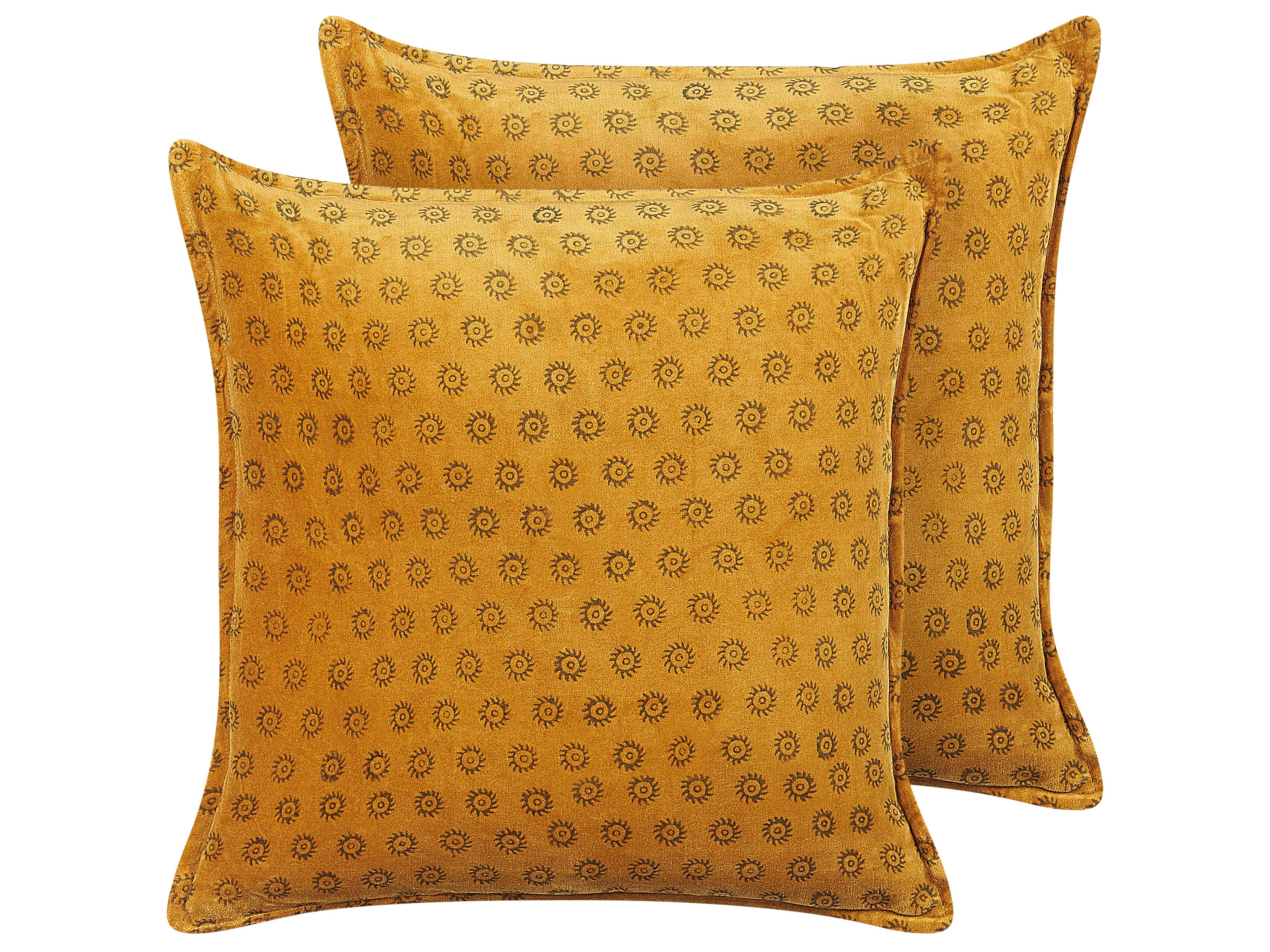 Set of 2 Decorative Cushions RAPIS Velvet 45 x 45 cm Yellow Geometric Pattern