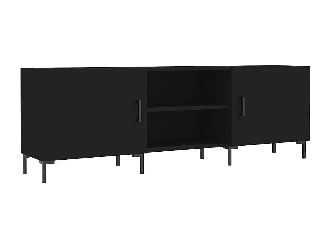 Meuble TV noir 150x30x50 cm bois d'ingénierie BE97557