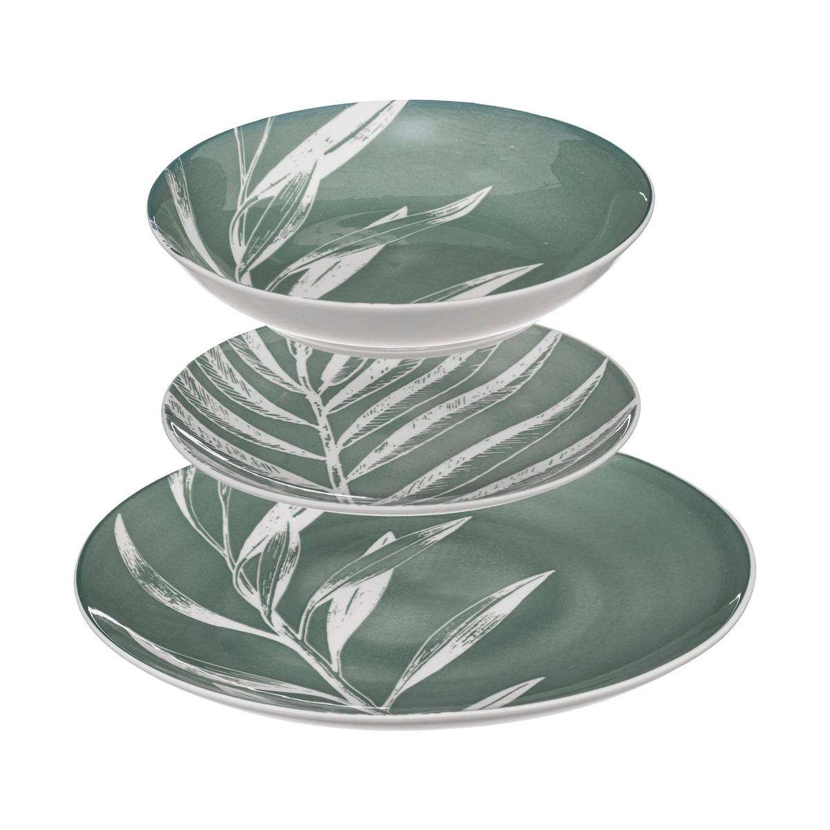 18-piece dinnerware set "Green Harmony" 18 pieces, green
