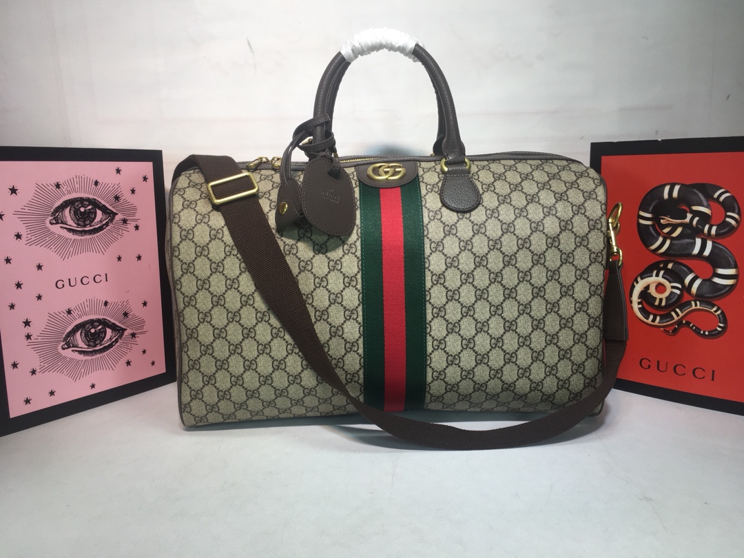 Replica Gucci Ophidia Medium Carry-On Duffle Beige/Black1:1High-quality replica