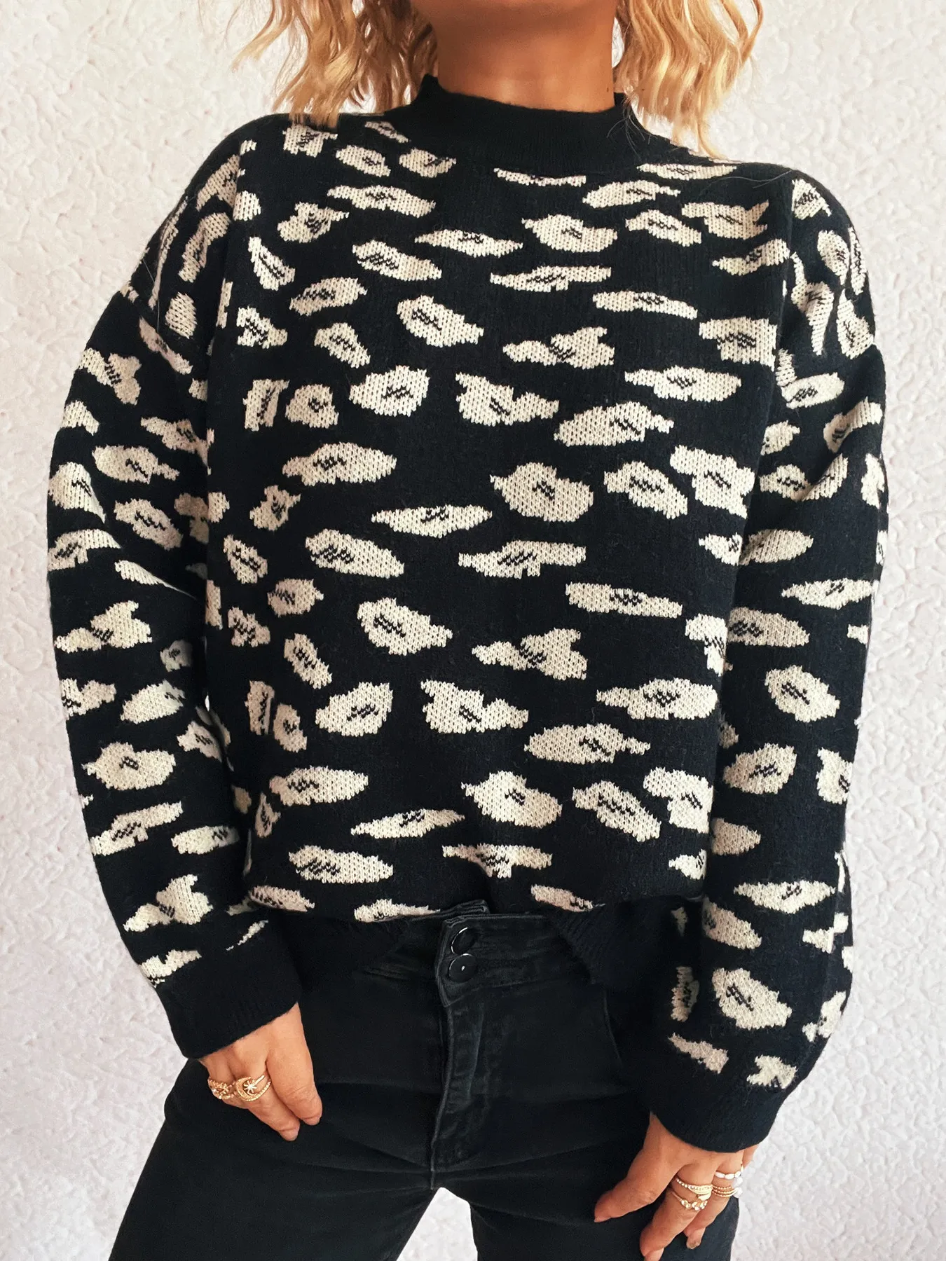 Long Sleeve Mock Neck Knit Sweater - ZKZOOK