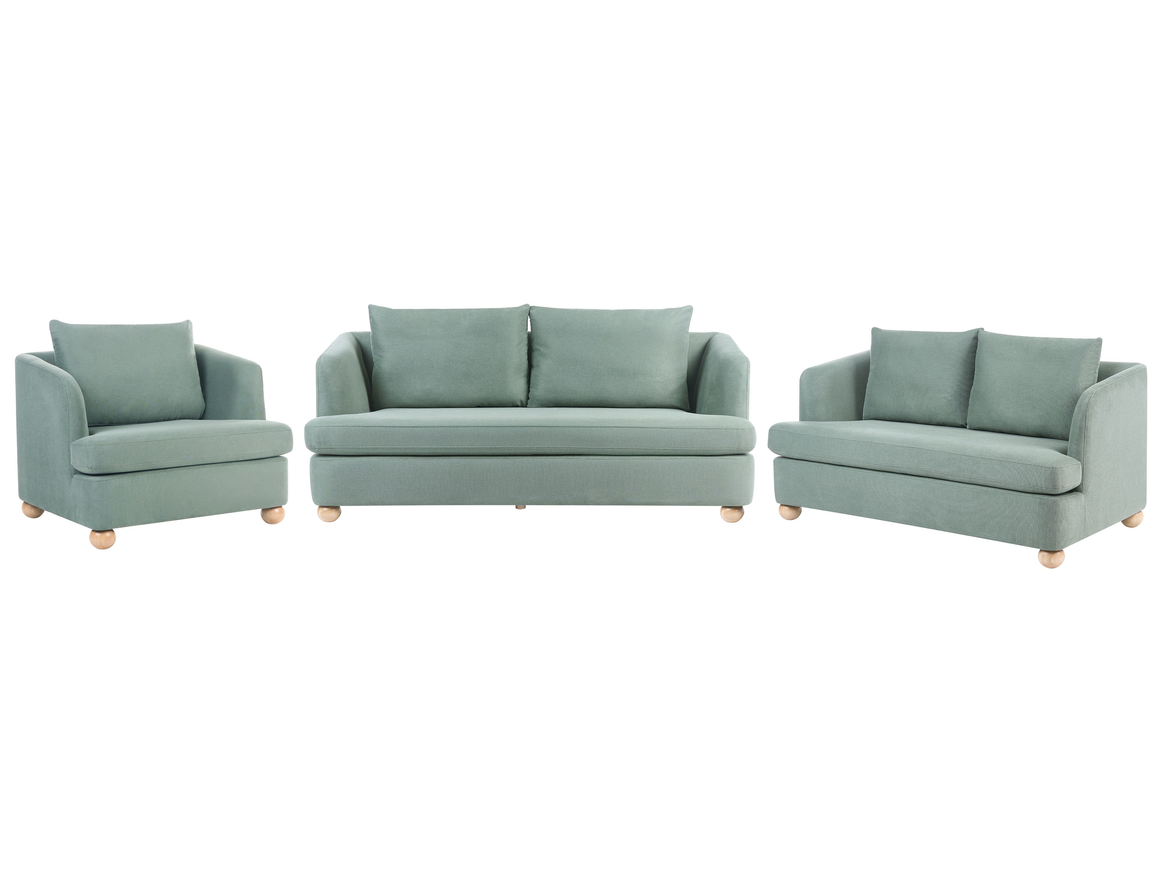 Living Room Set 6 Seater RATTVIK Fabric Light Green