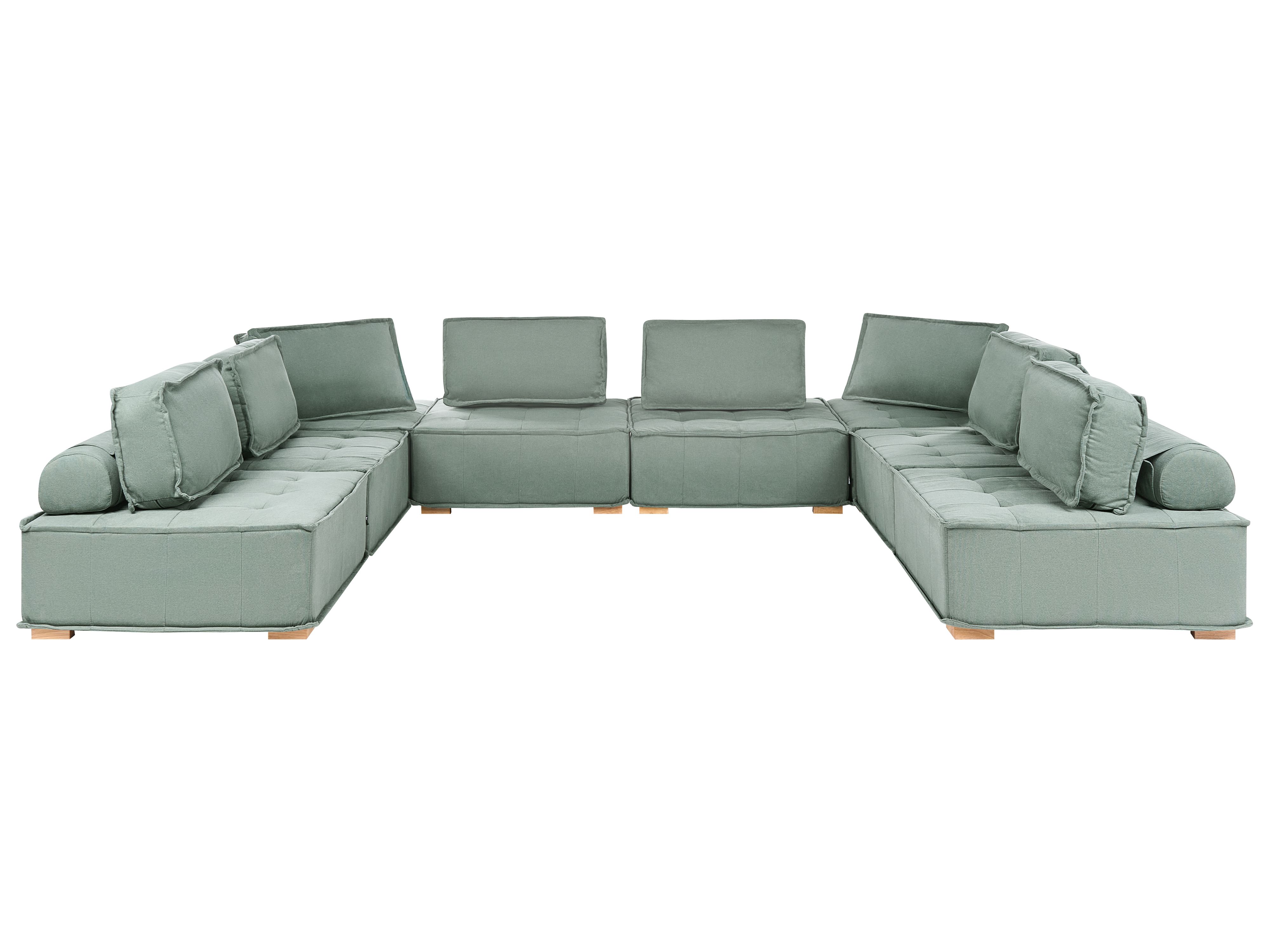 Modular U-Shape Sofa 8 Seater TIBRO Fabric Light Green