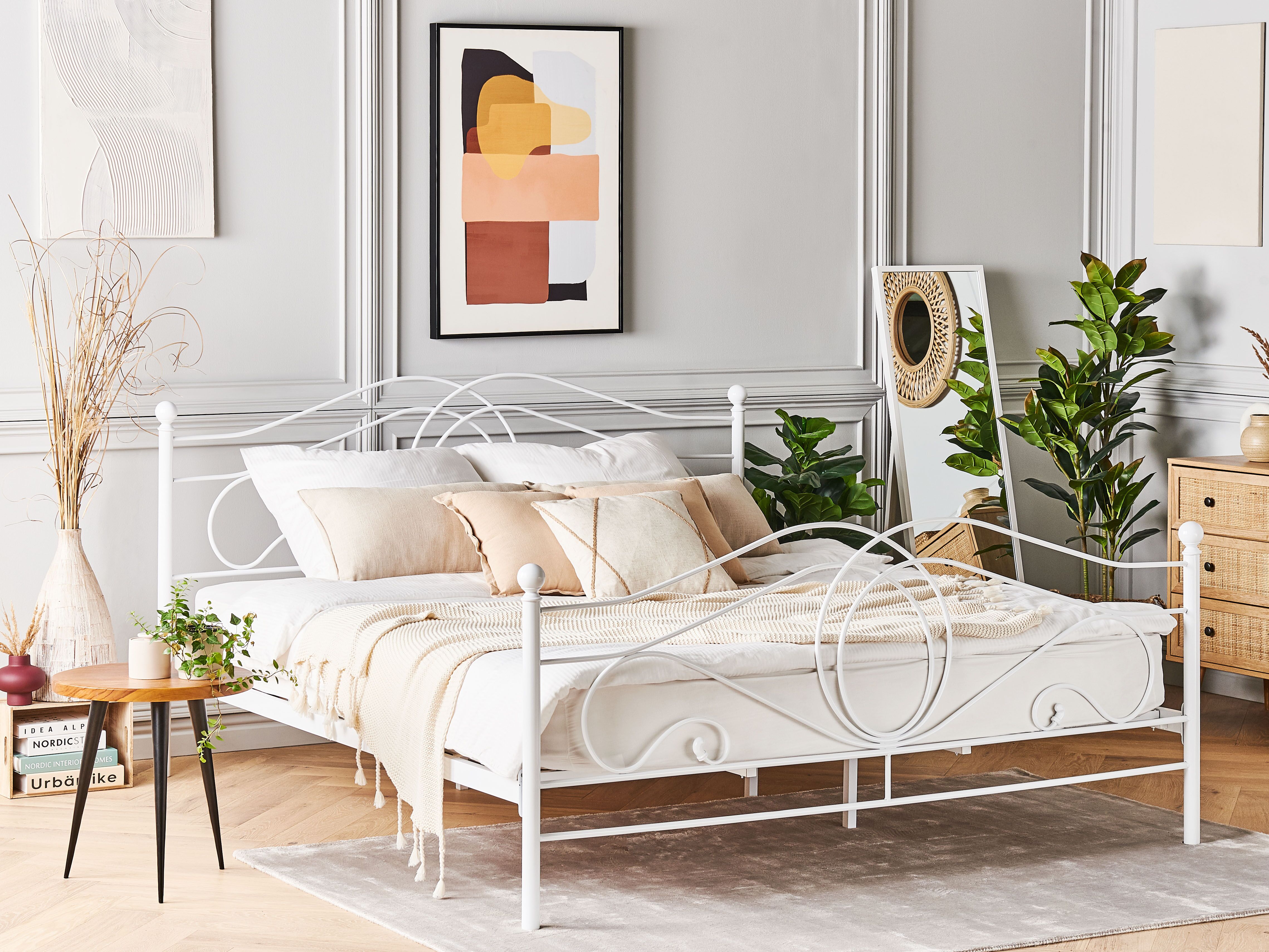Bed Metal LYRA 160 x 200 cm (EU King Size) White