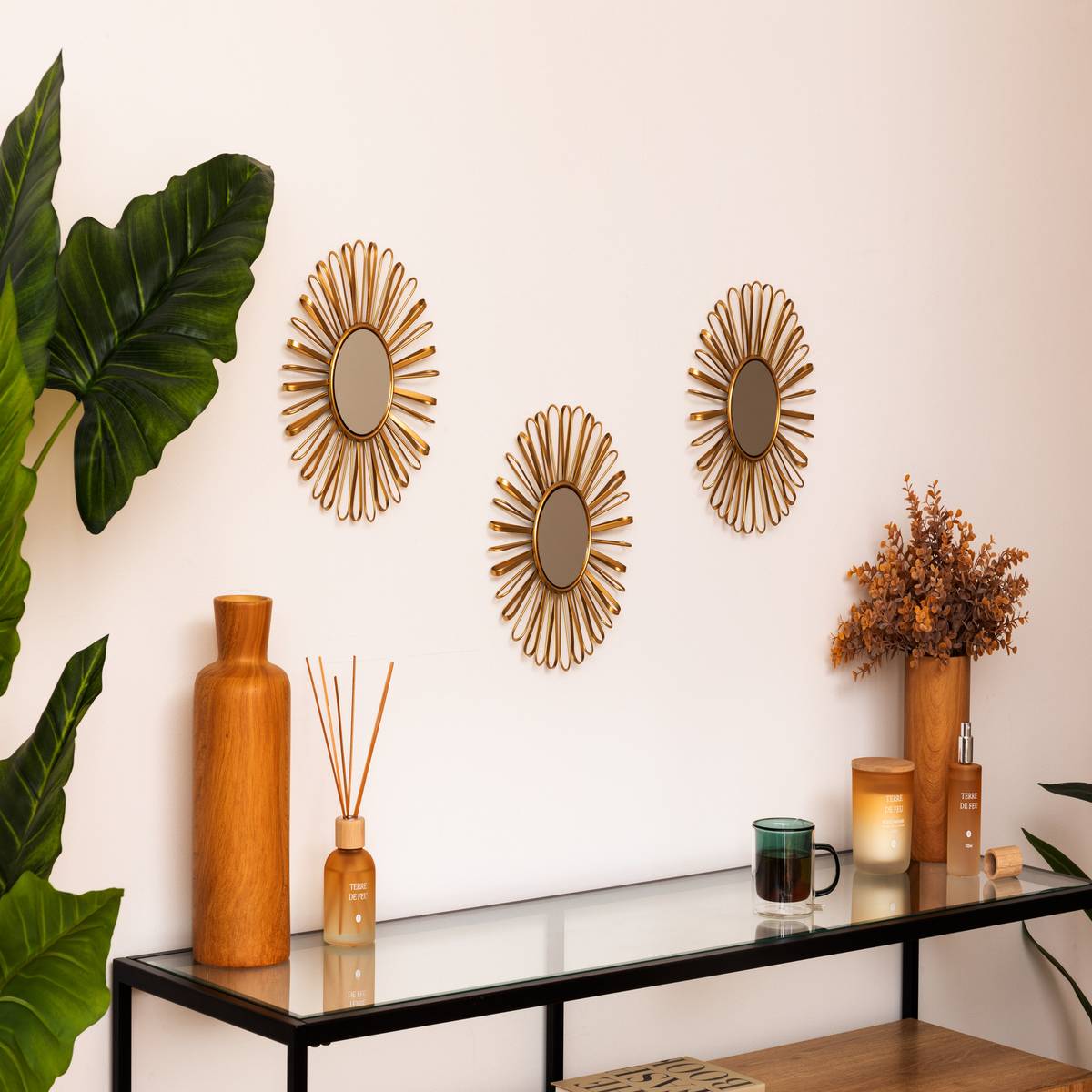 3 mirrors "Warren" Golden, D.24.5 cm