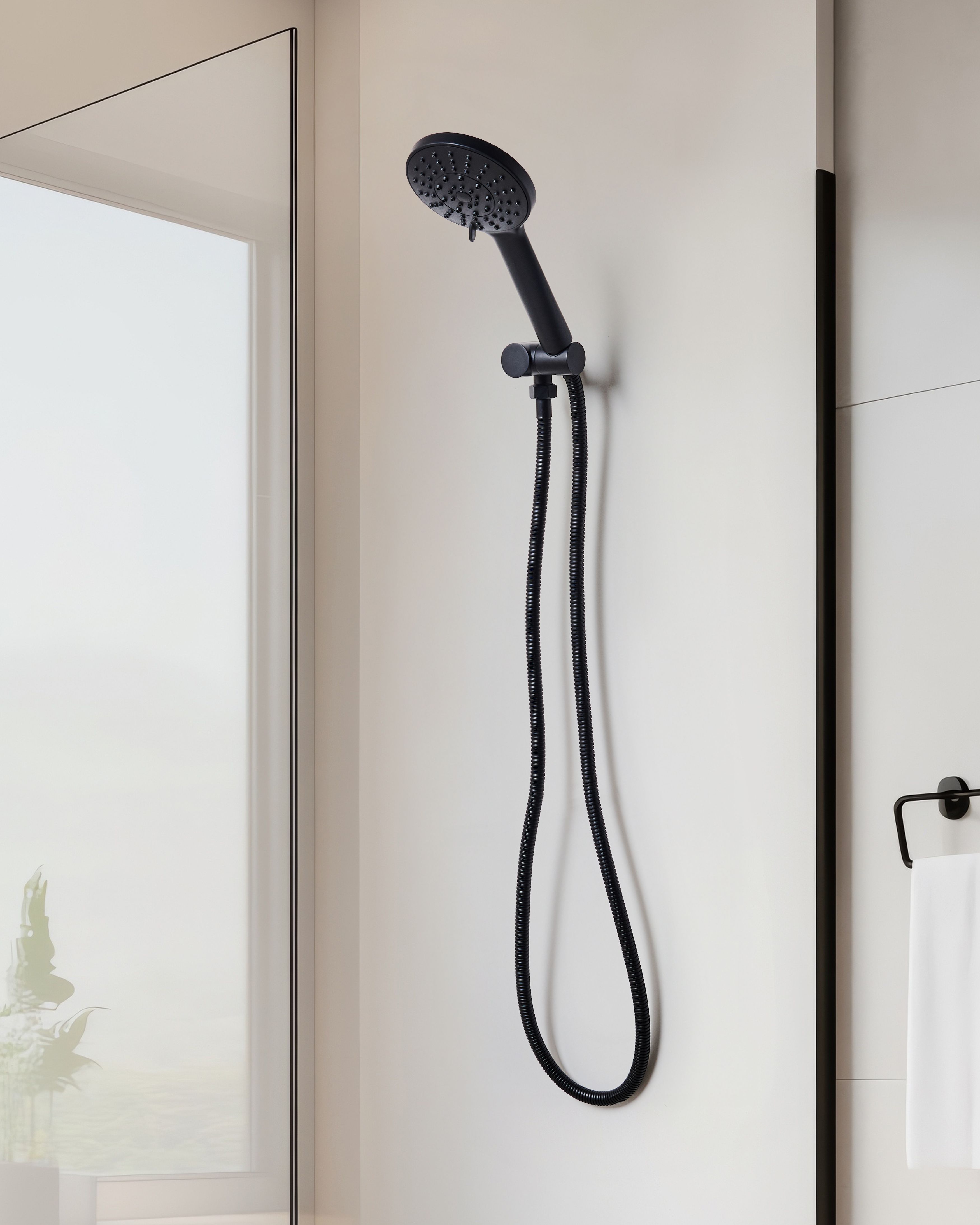 Shower Head and Hose Kit UCHIZA 5-function Black